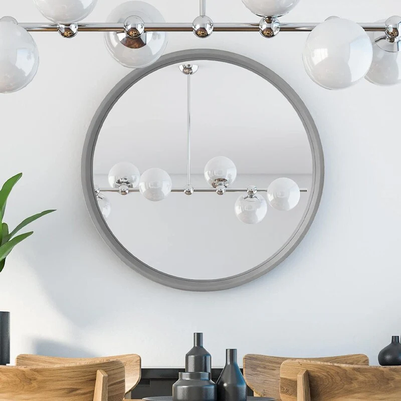 Classic Farmhouse Round Wall Mirror, Wooden Frame Decorative Accent Mirror for Living Room, Bedroom and Entryway - Image 70
