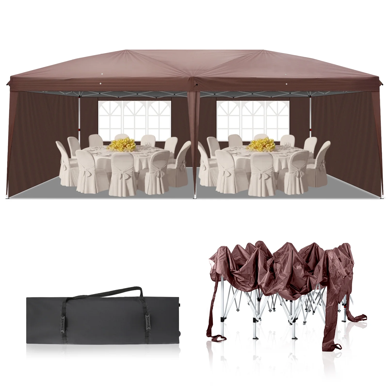 UBesGoo Ez Pop Up Patio Canopy Tent Gazebo Outdoor Party with 6 Sidewalls 10 x 20 ft Blue - Image 58