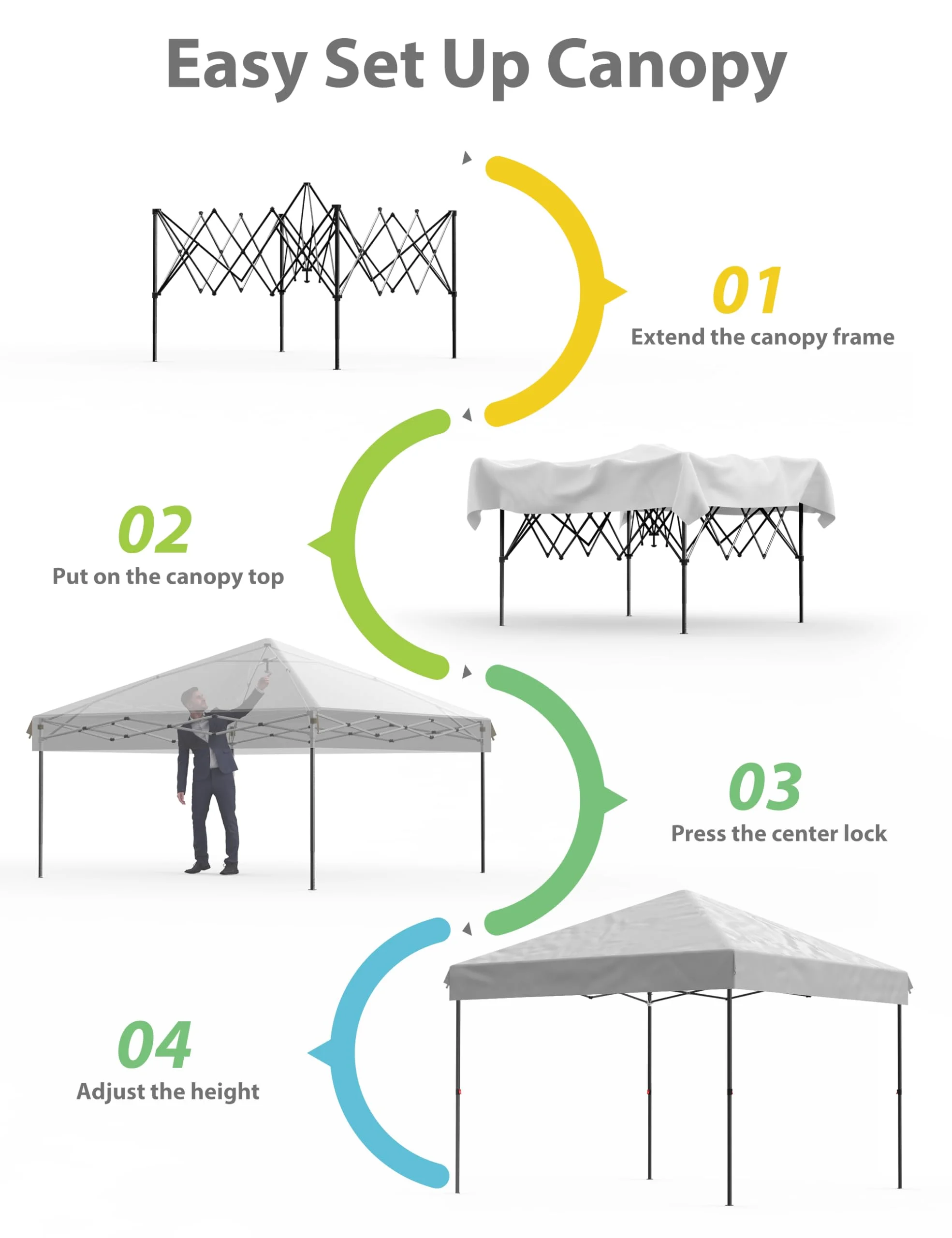 Danolapsi 10x10 Ft Pop Up Canopy Tent Easy One Person Set-up,Easy Outdoor Sun Shade,Instant Portable Shelter with 4 Stakes,4 Ropes,4 Sandbags for Patio, Outdoor Activities - Image 4
