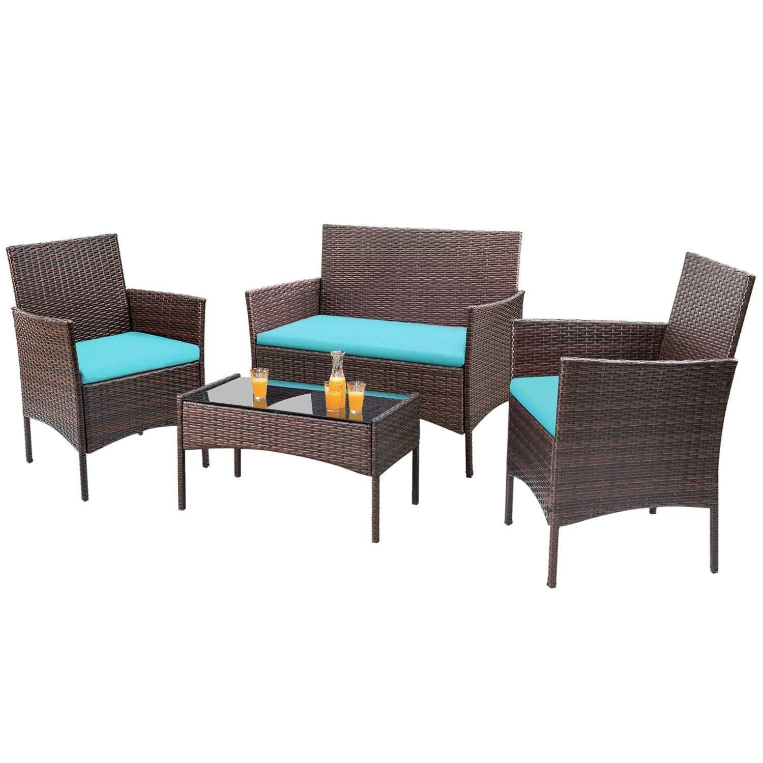 4-Piece Outdoor Patio Furniture Set, Rattan Wicker Chairs and Outdoor Seating Set - Image 3