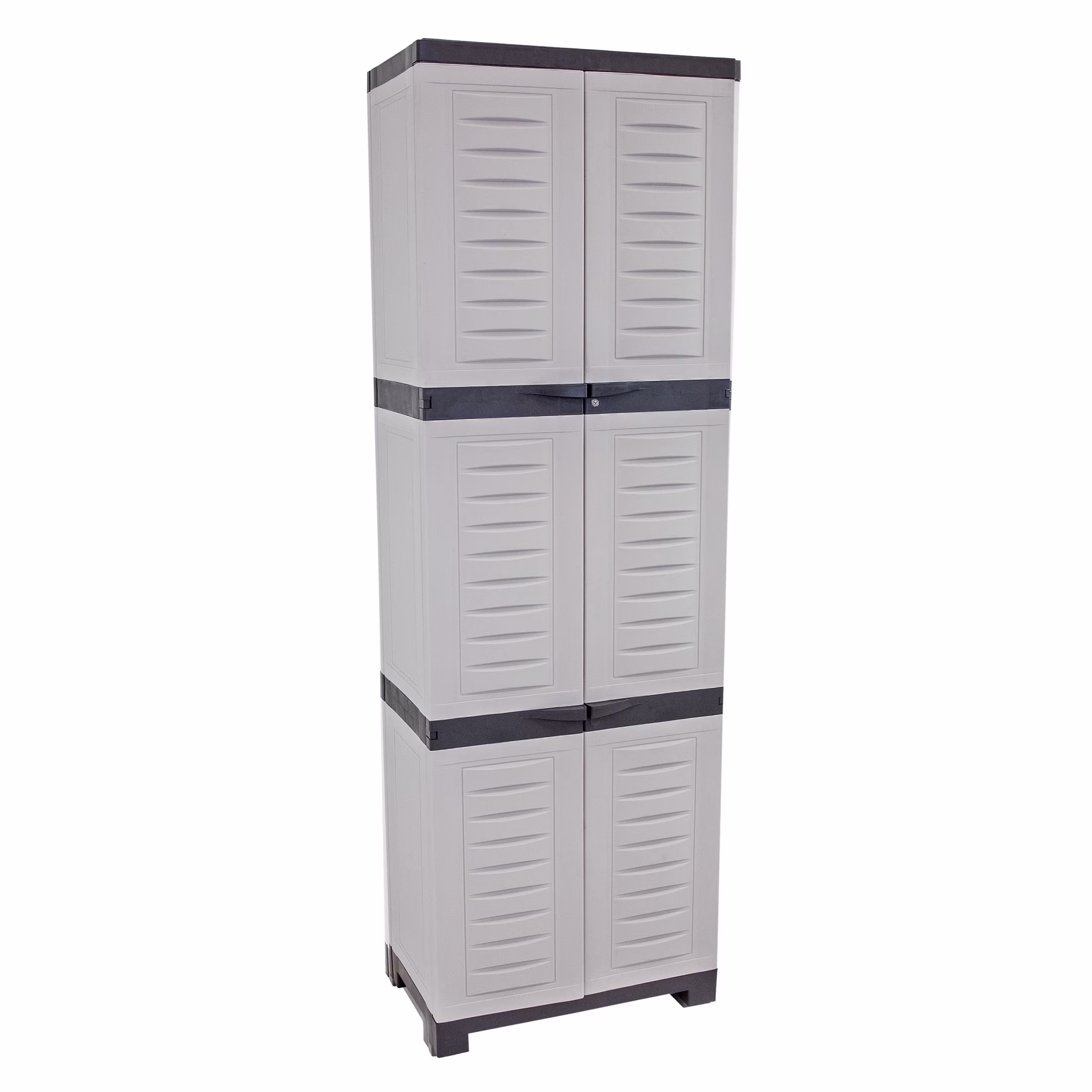 Sunnydaze Lockable Adjustable 72" Plastic 4-Shelf Freestanding Garage Storage Cabinet, Charcoal with Gray Trim - Image 5