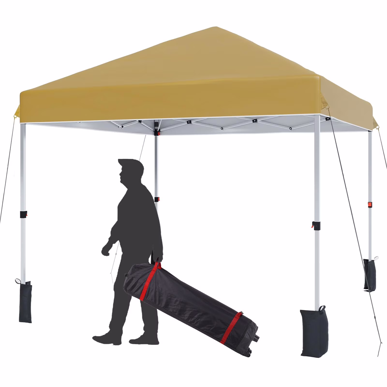 Luku 10x10ft Instant Pop-Up Canopy Tent with Patented Center Lock System, Portable Wheeled Carry Bag, Adjustable Height Straight Legs for Outdoor, Garden, Market, Patio, Yard - Image 3