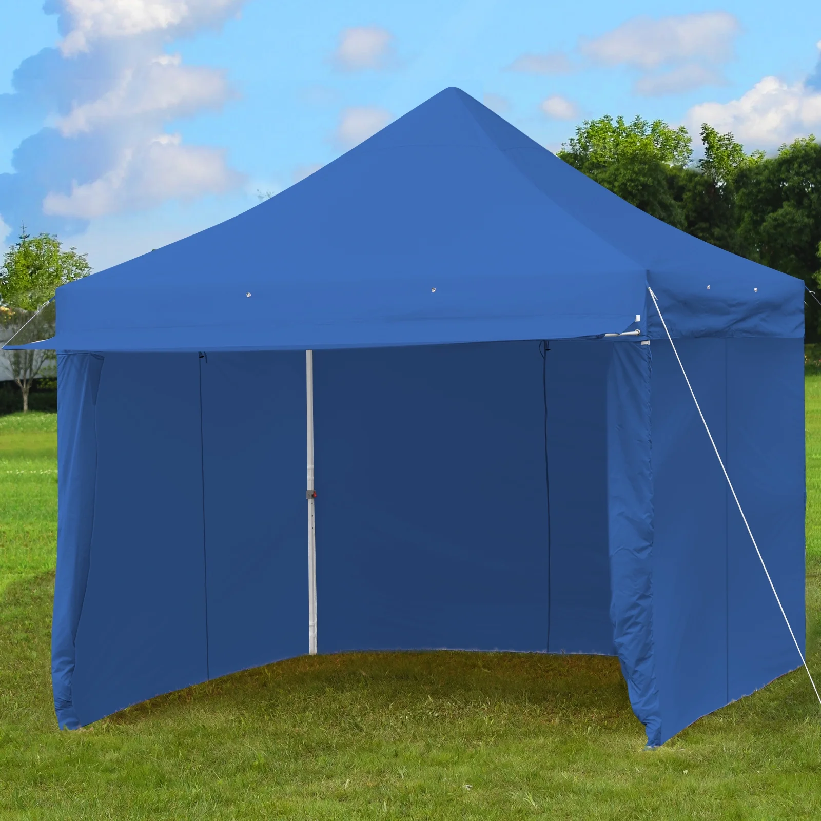 Patiojoy 10x10ft Pop up Tent, 4 Height Adjustment Folding Camping Tent with Awning Blue - Image 6