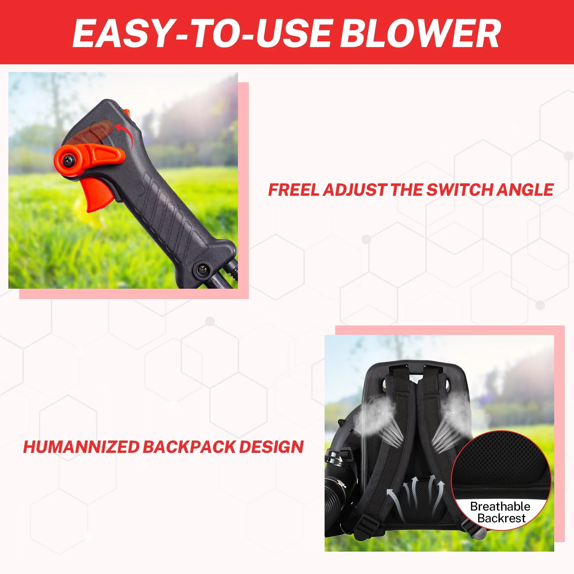 SYNGAR Gas Backpack Leaf Blower, 52CC 2-Cycle Leaf/Snow Blower with Extension Tube, for Dust Cleaning, Snow Blowing, Backyard, Garden, Work Around the House, Not for Sale in California, D5480 - Image 6