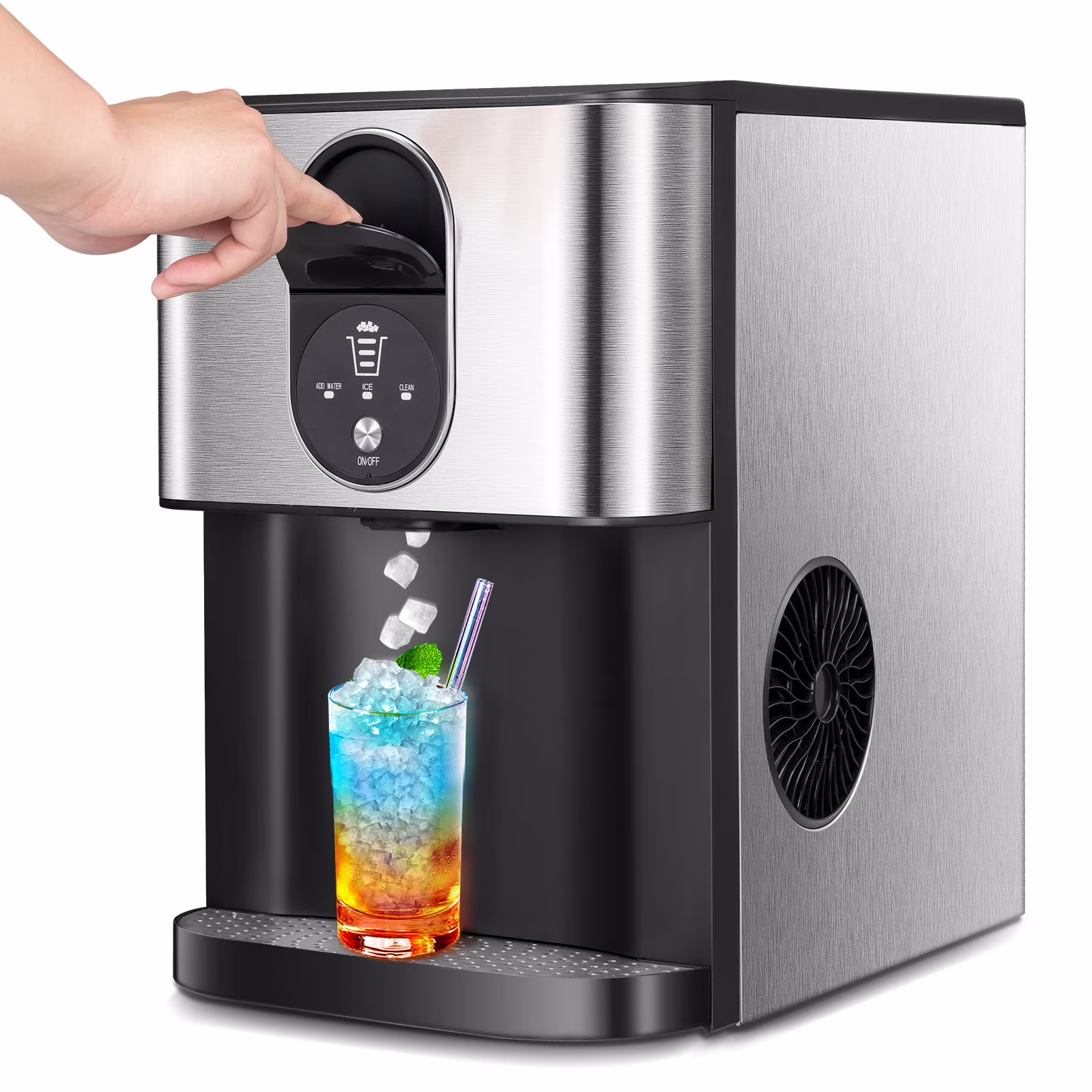 Auseo Ice Maker Countertop with Soft Chewable Ice, 44 Lbs/24H, Self-Cleaning, One-Click Operation for Home/Party(Black) - Image 3