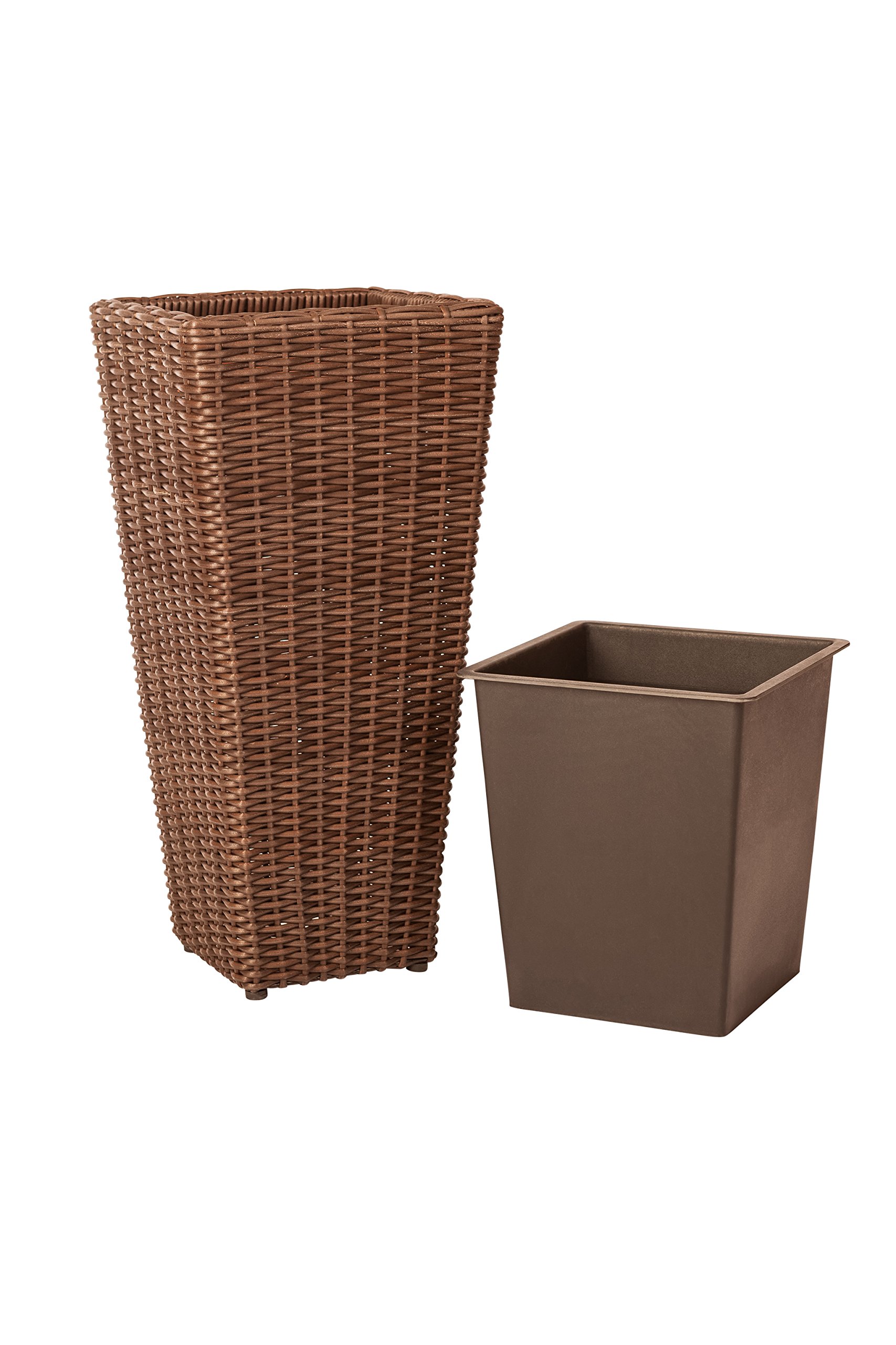 All-Weather Wicker Planter Set with Liners, Outdoor Decorative Garden Plant Pots for Patio, Deck & Balcony - Image 5