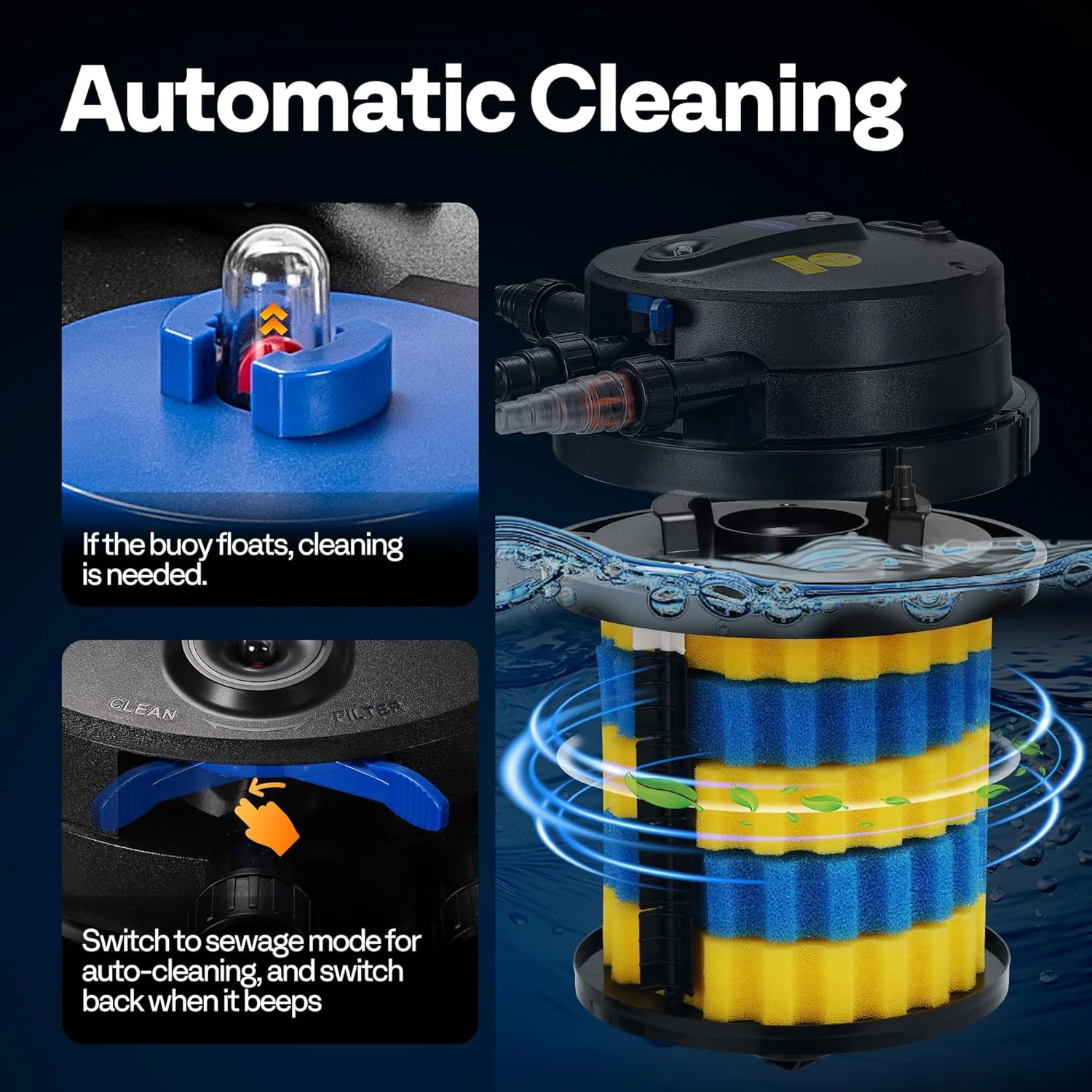SPECSTAR 2110GPH Auto-Cleaning Pressurized Bio Pond Filter with 13W Light, Timer, Multi-Size Adapters for Koi Ponds up to 1057 Gallons or Ornamental Ponds up to 2113 Gallons - Image 13