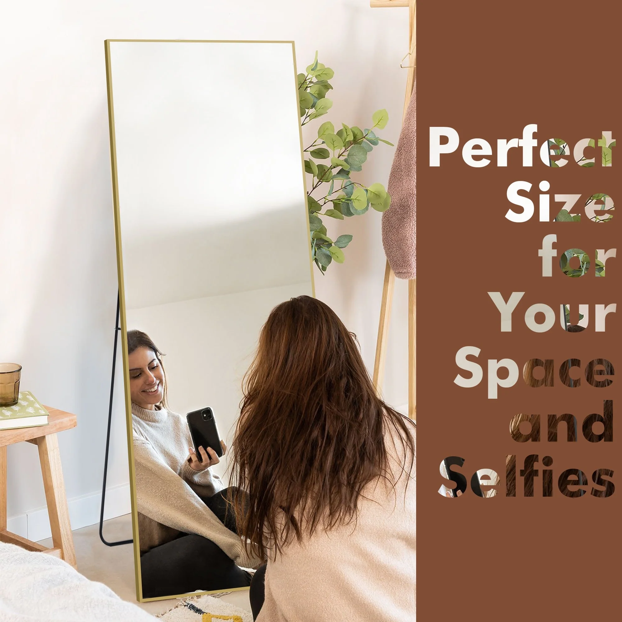 64x21 Full Length Floor Mirror, Large Full Body Aluminum Alloy Frame Standing Mirror with Stand and Wall Mount Option - Image 20