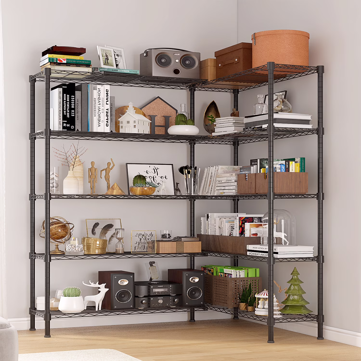 Zimtown Heavy Duty Storage Shelves, 63"W Wire Shelving Unit, Adjustable 4 Tier Metal Shelves Organizer Silver for Pantry Kitchen Basement, 1500 lbs Capacity - Image 3