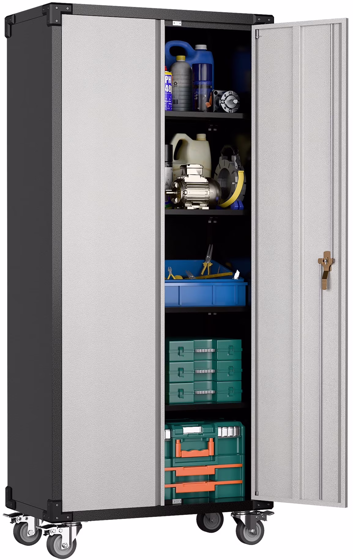 SUPEER 71" Metal Storage Cabinets with Wheels and Pegboards, Industrial Cabinet with 2 Drawers and 2 Adjustable Shelves,, Assembly Required - Image 28
