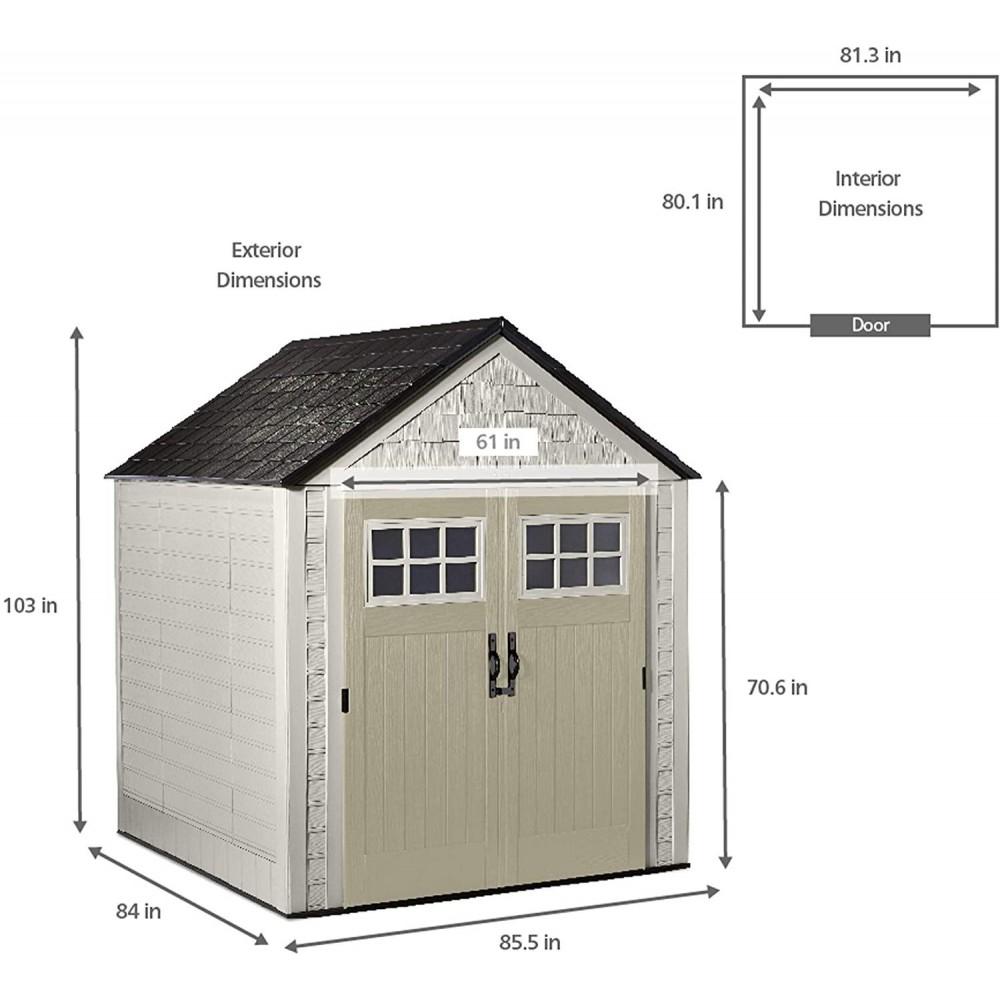 7 7 Ft Durable Weather Resistant Resin Outdoor Garden Storage Shed with Windows and Utility Hooks, Sand - Image 3
