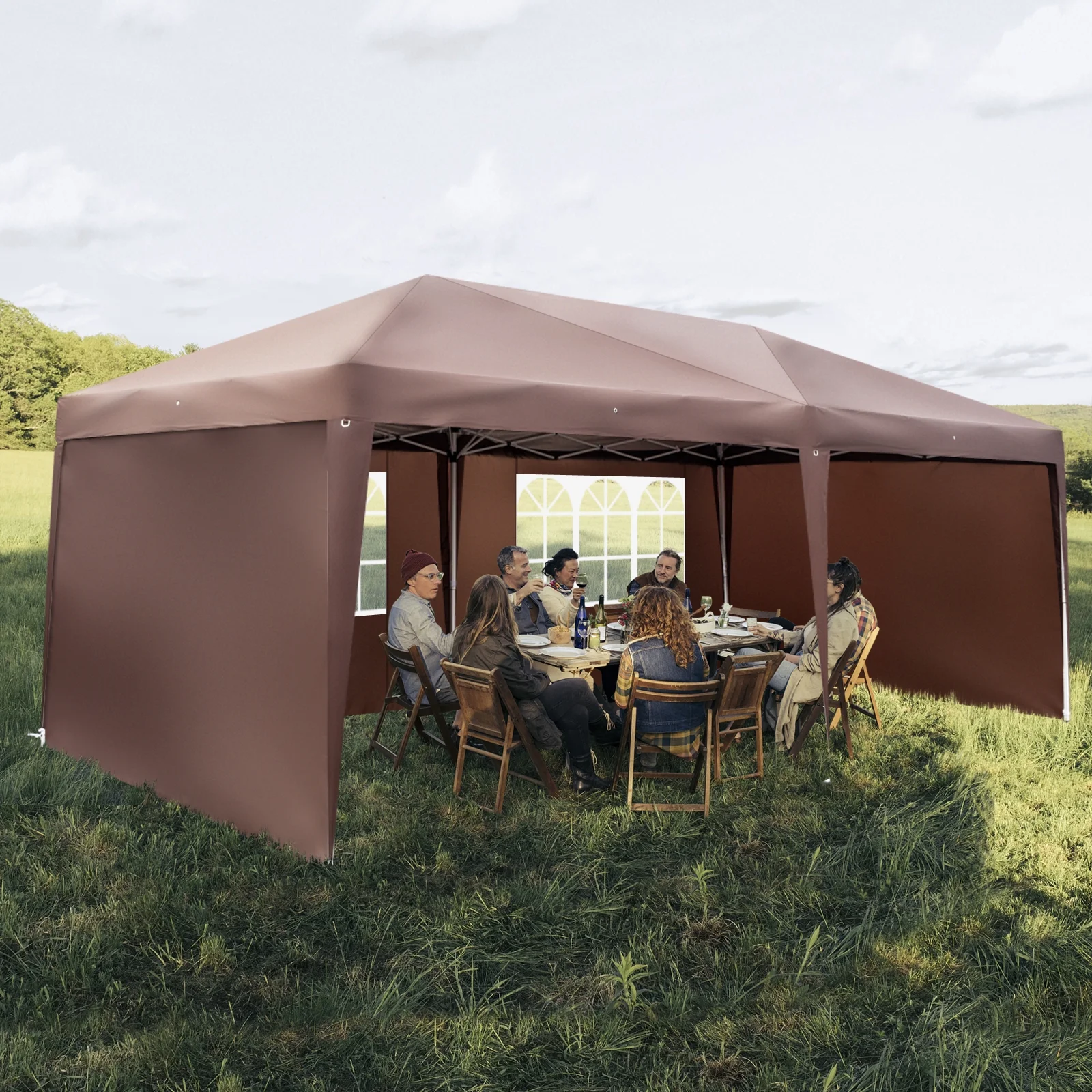 UBesGoo Ez Pop Up Patio Canopy Tent Gazebo Outdoor Party with 6 Sidewalls 10 x 20 ft Blue - Image 65