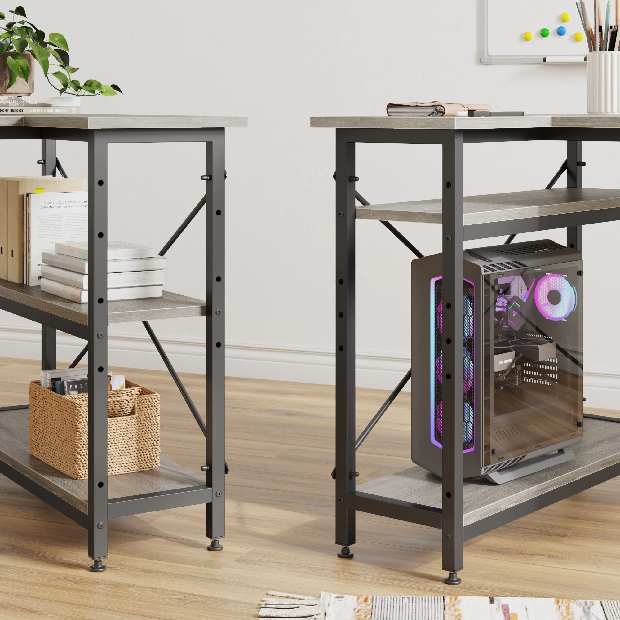 Small L Shaped Computer Desk with Storage Shelves, Compact Corner Workstation for Home Office and Study - Image 33