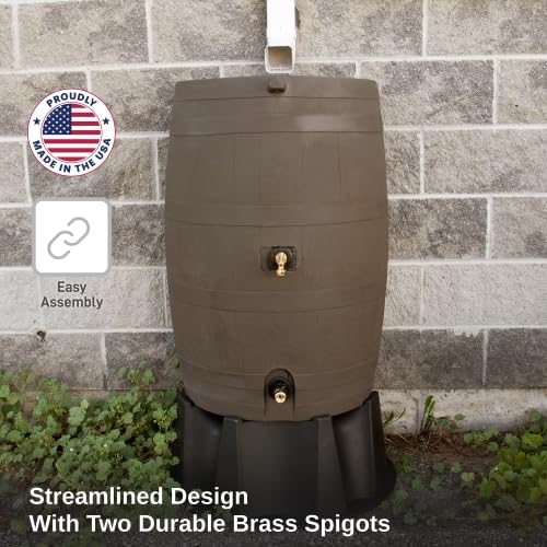 50 Gallon Rain Barrel with Brass Spigot, Large Outdoor Rainwater Collection and Storage Container for Garden - Image 20