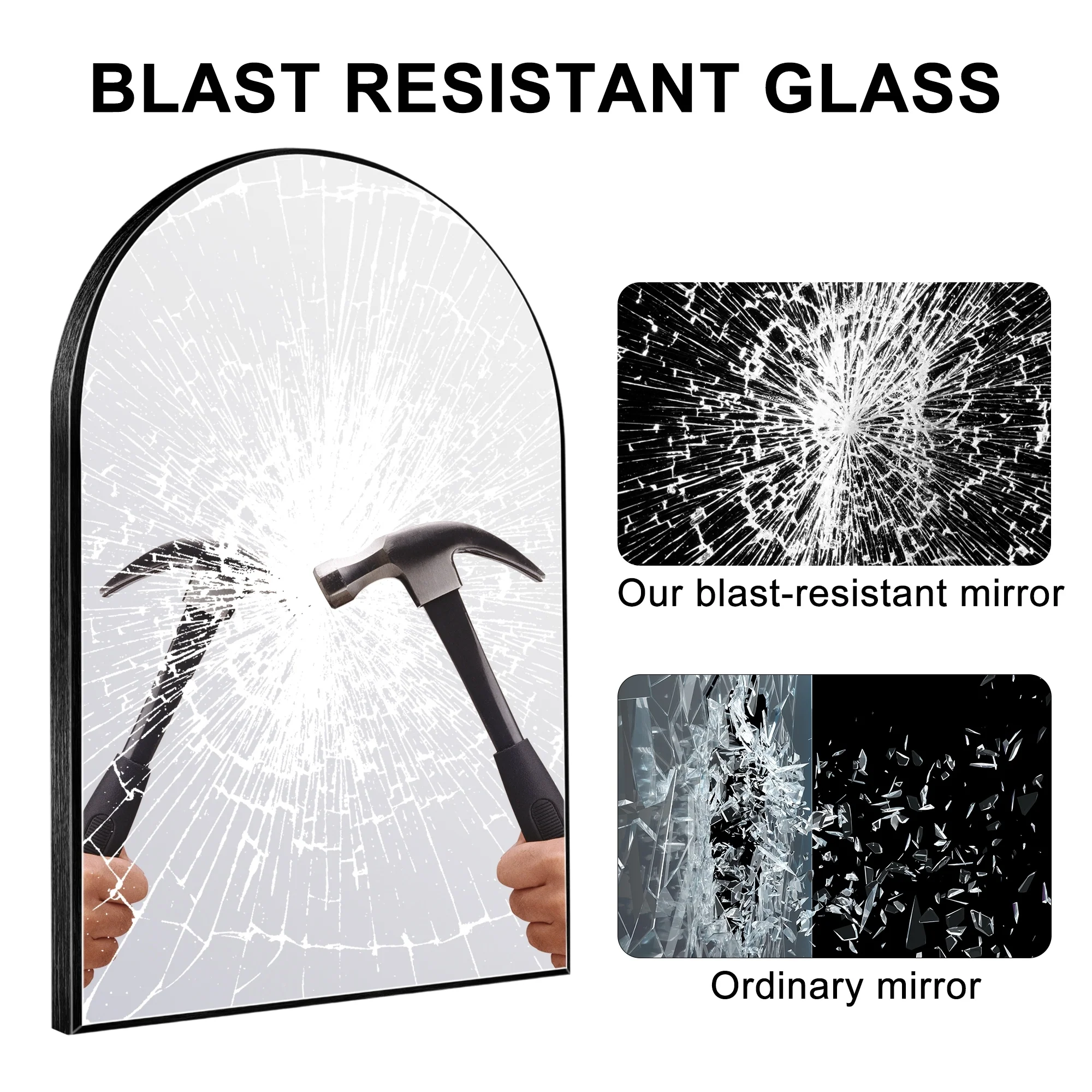 Modern Arch Aluminum Bathroom Wall Mirror, Wall Mounted Vanity Mirror for Bathroom, Bedroom and Home Decor - Image 33