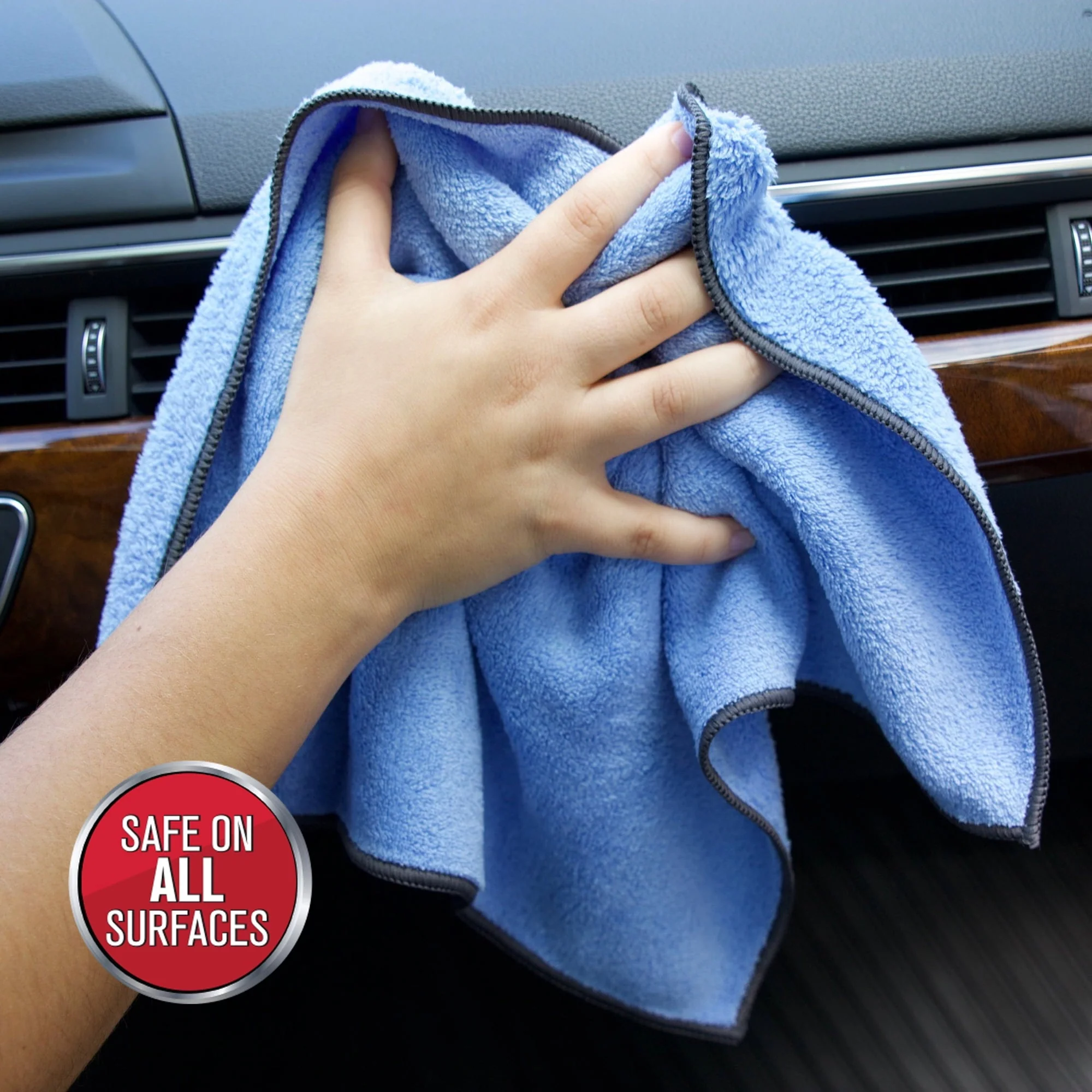 Auto Drive Coral Fleece Multi-Purpose Microfiber Towel, Cleaning, Detailing, 24 Pack, Blue & Yellow - Image 8
