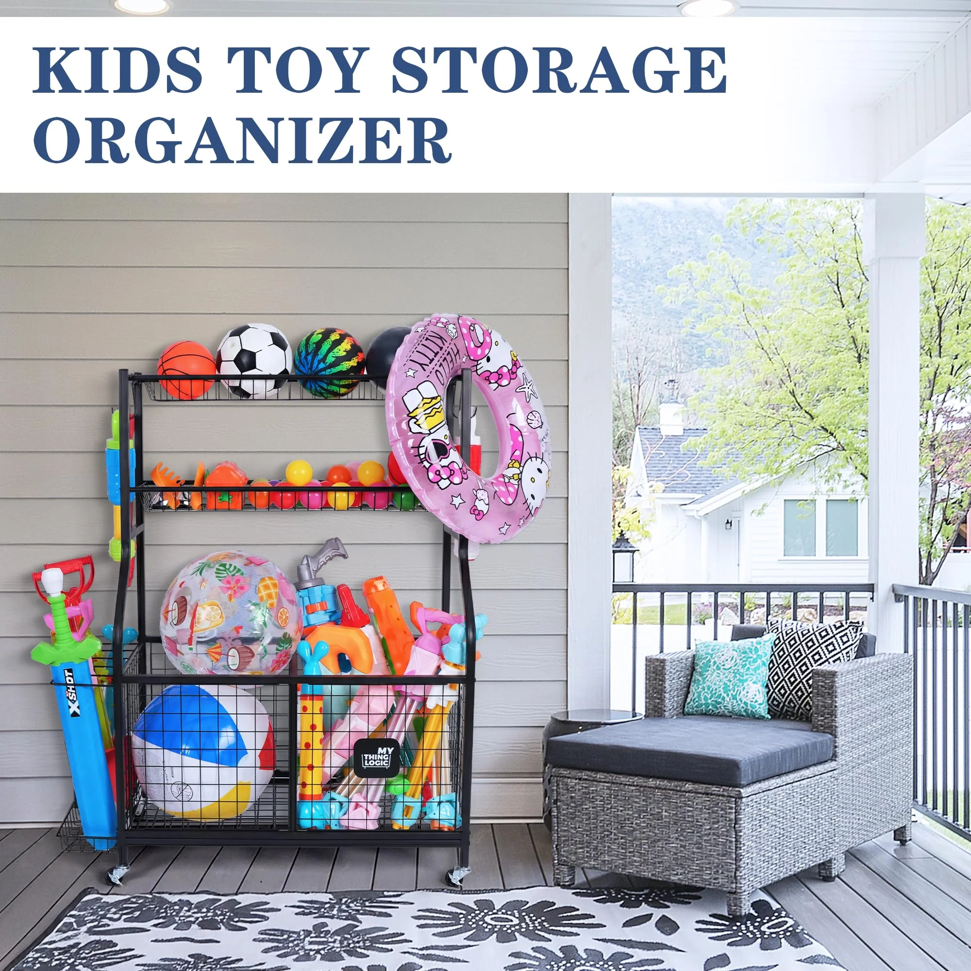 Garage Ball Storage Organizer for Sports Equipment, Sports Ball Rack for Home, Garage and Gym - Image 3