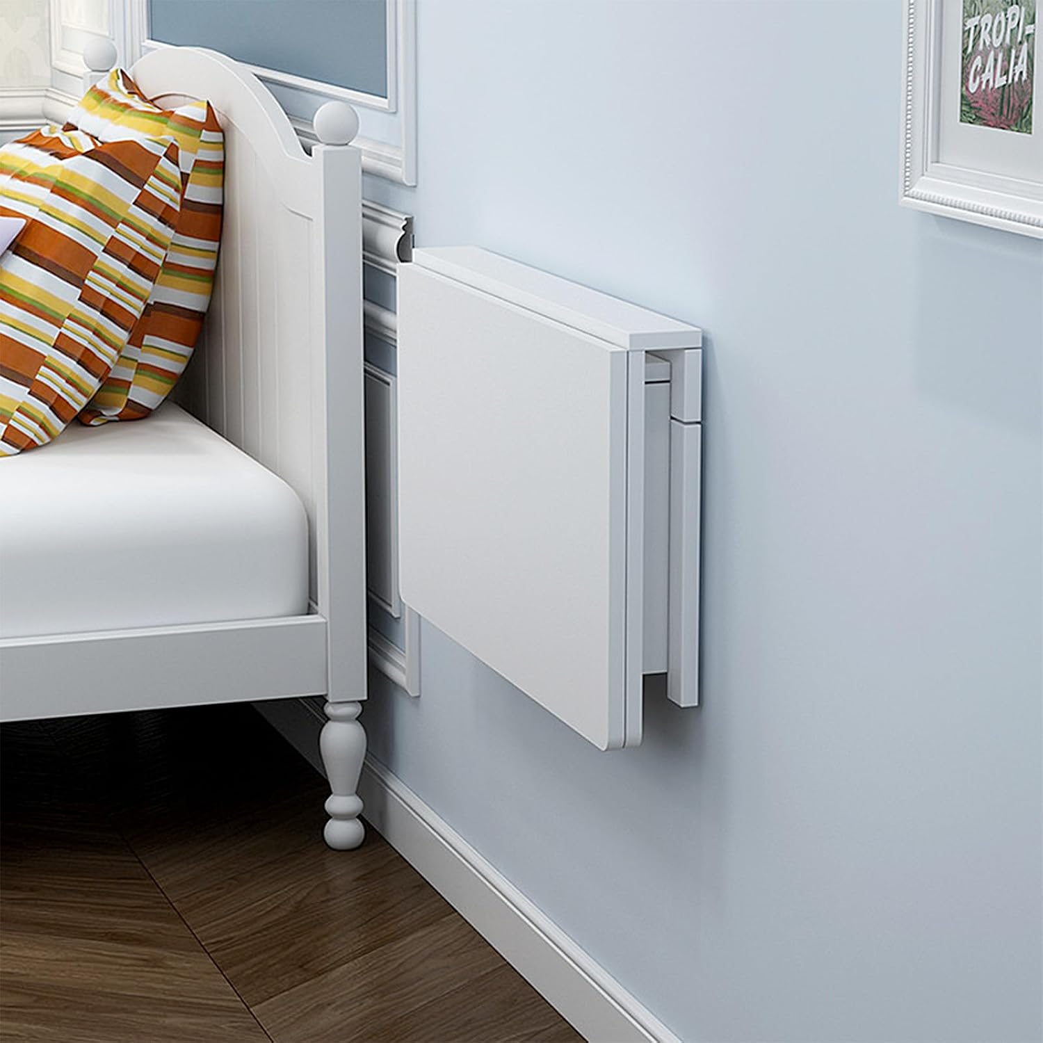 Wall Mounted Folding Table, 23.6"L x 15.7"W, White, Space-Saving Design - Image 3
