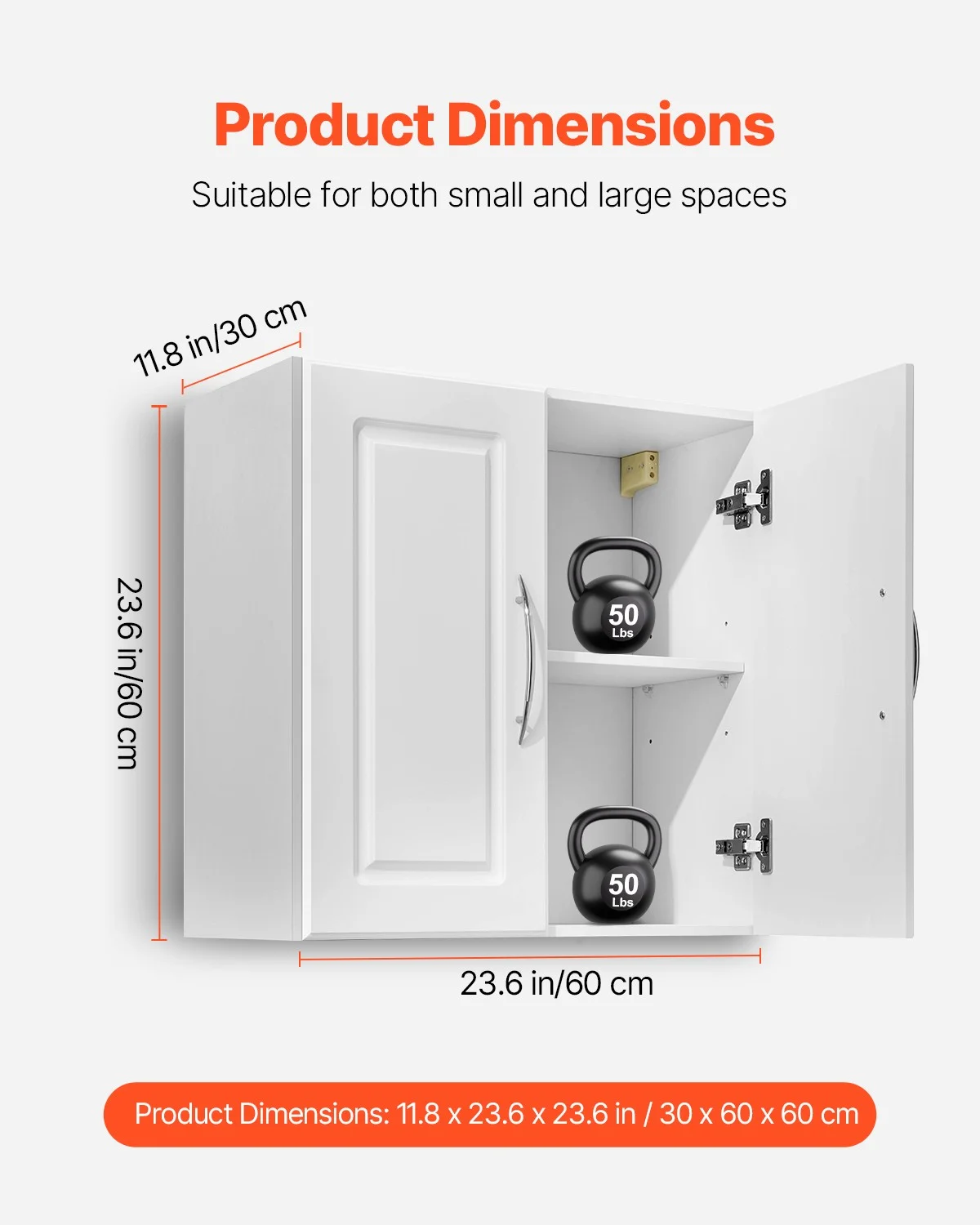 TDUKDB 23.6 inch 2-story double door cabinet wall mounted laundry room storage+kitchen wall storage hanging cabinet Laundry room wall mounted storage cabinet - Image 2