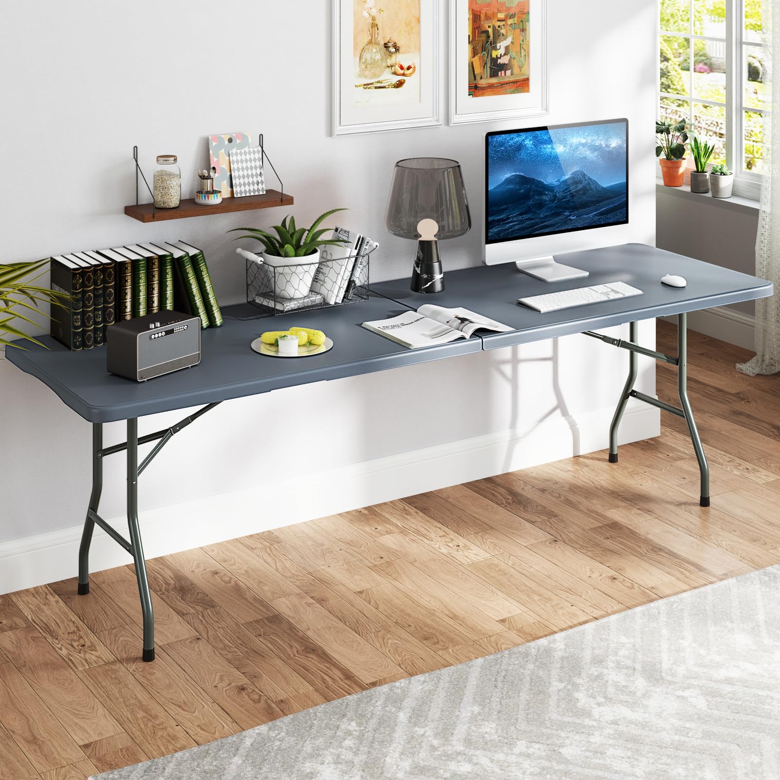 8FT Folding Table 350LBS – Heavy Duty Plastic Table with HDPE Top & Handle - Image 6