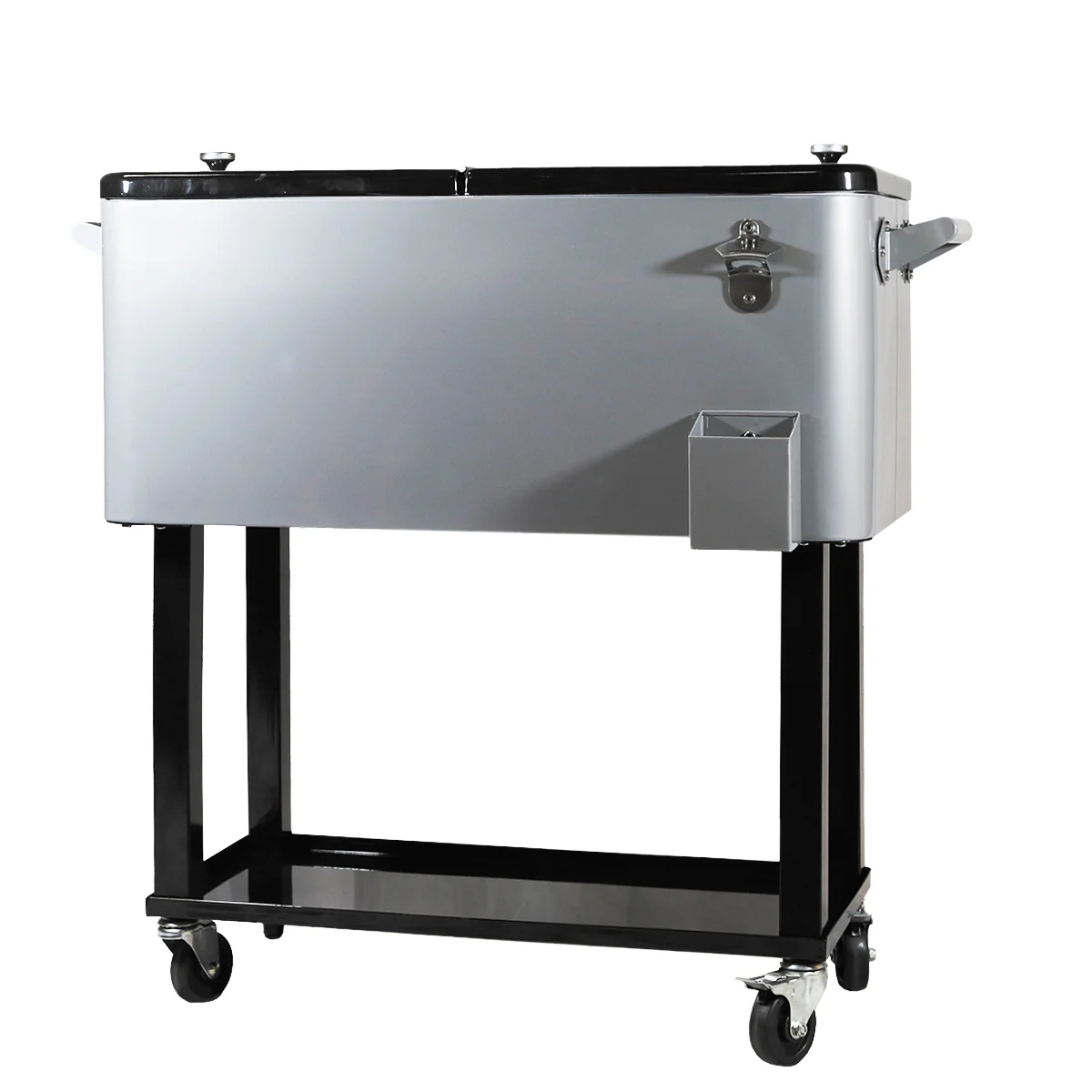 Home Aesthetics Grey 80 Qt Quart Rolling Cooler Ice Chest Beverage Bar for Patio - Image 10