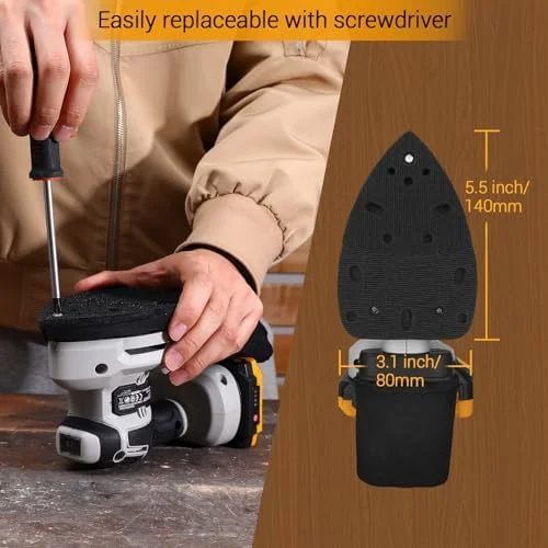 Cordless Detail Sander: Multi-Function Mouse Sander Electric Sander Tool Palm Sanders with Dust Collector, 3 Additional Attachments&12pcs Sandpapers for Home Decoration - Image 6