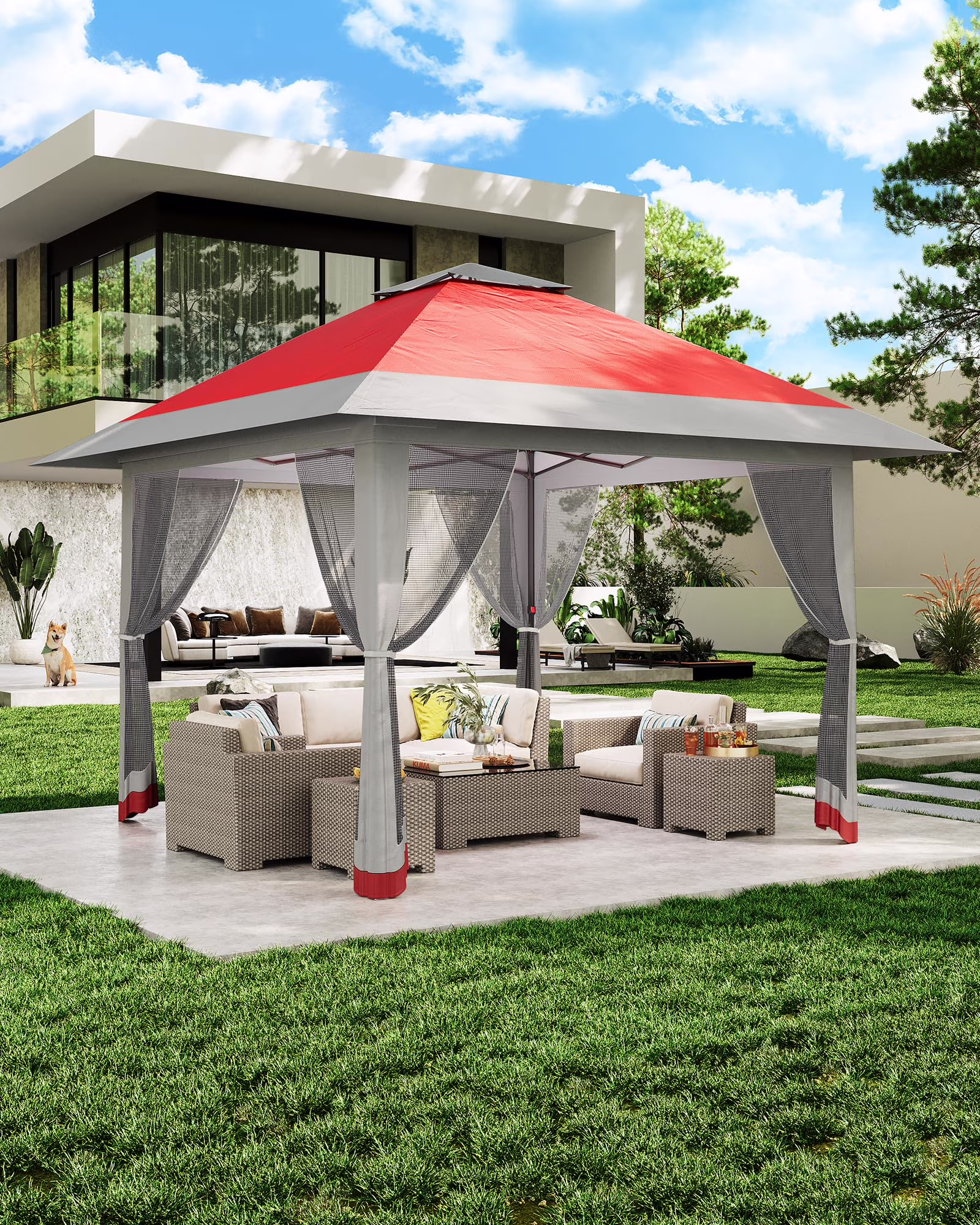 Accreate 13' X 13' Outdoor Patio Gazebo,Outdoor Canopy Tent with Mosquito Netting,Backyard Tent for Party, Wedding, Outdoor Dining, Patio, Backyard - Image 9