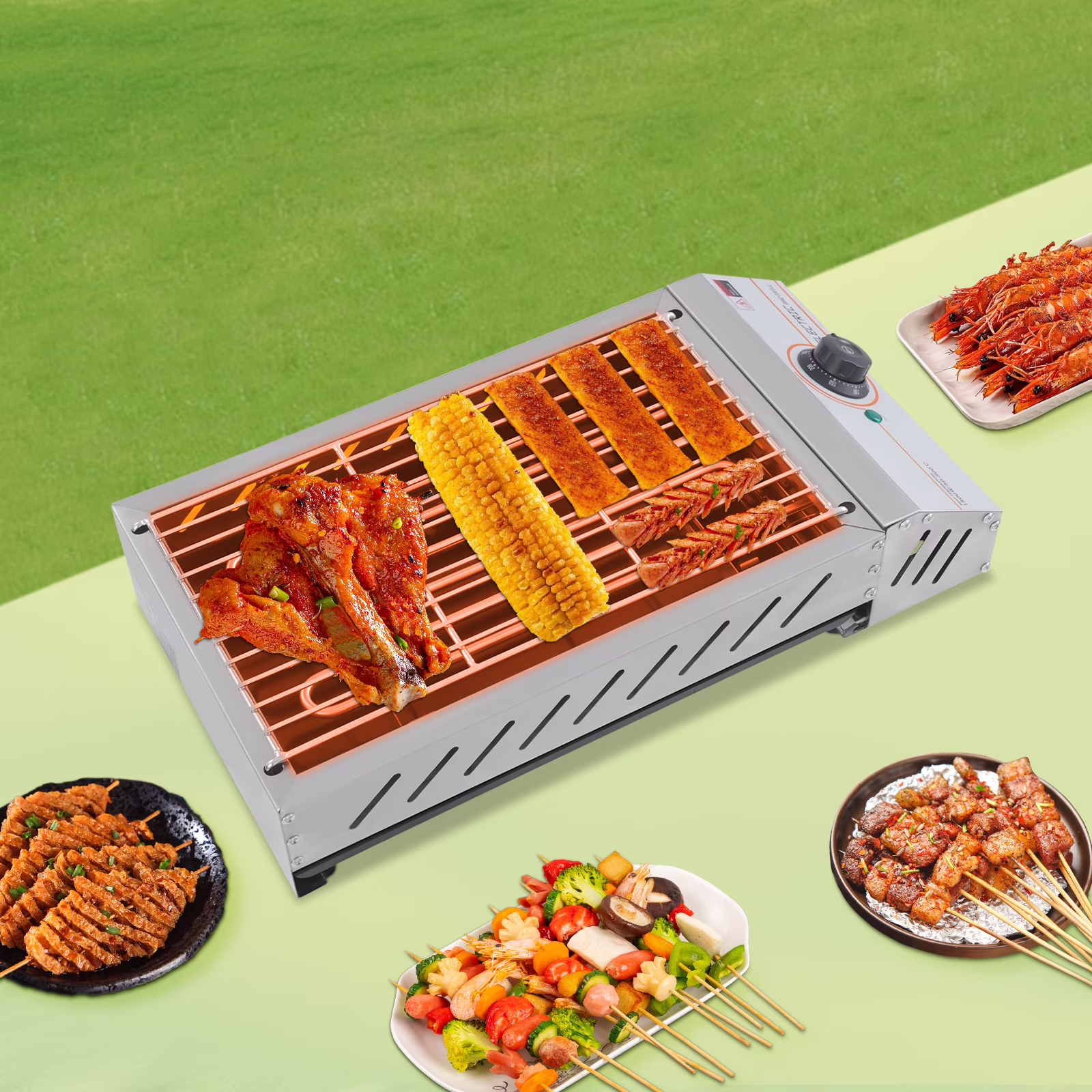 Compact Electric Griller with Adjustable Temperature, 122-572-F, Non-Stick Surface, Easy Cleaning, Perfect for Small Spaces & Countertops