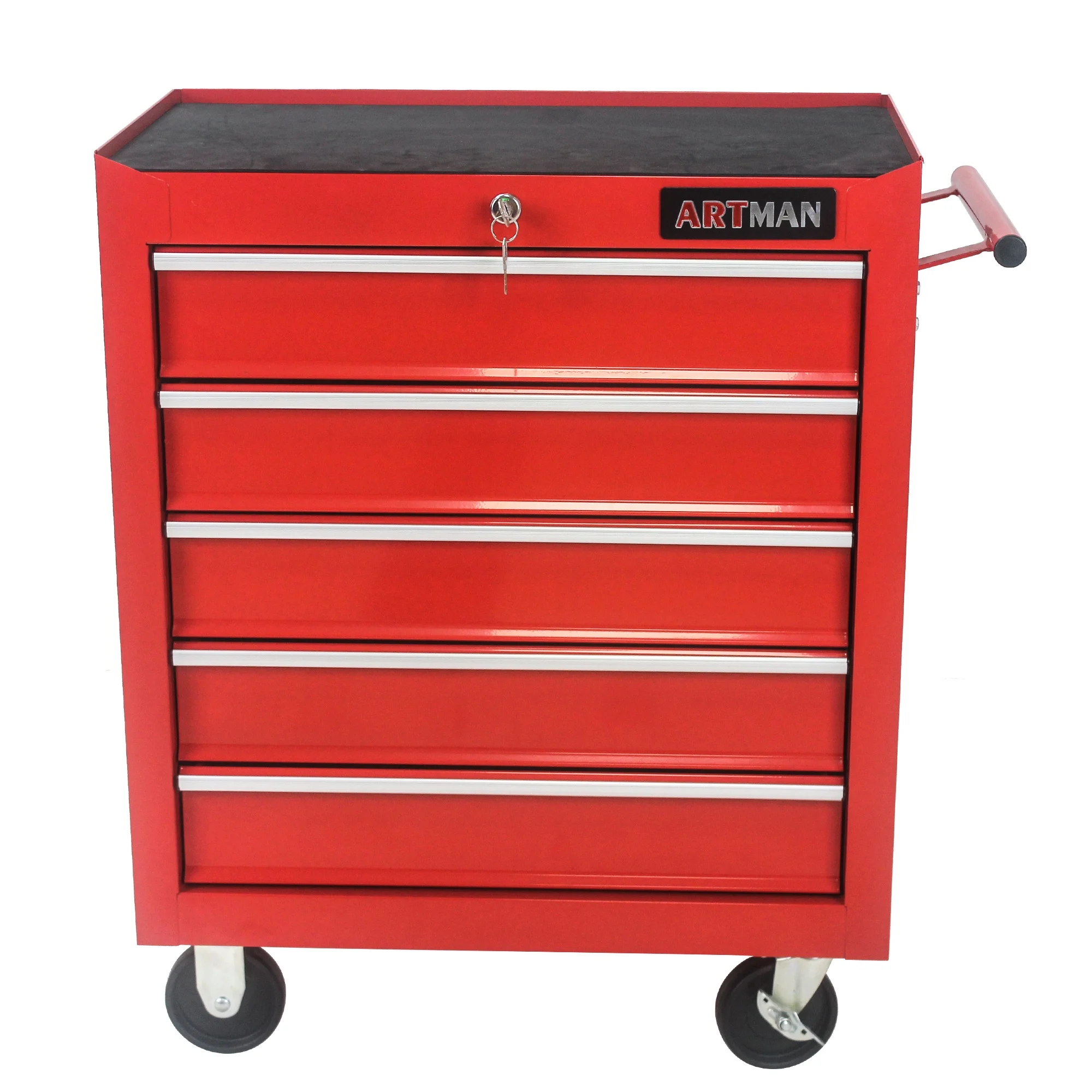 5-Drawer Rolling Tool Chest on Wheels, 24-inch Tool Storage Cabinet with Locking System for Garage Workshop Warehouse Repair Shop, Red - Image 4