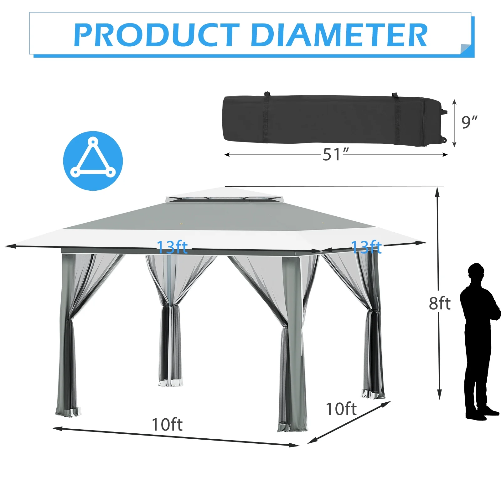 AVAWING 12x12 ft Outdoor Pop-up Canopy Party Tent Easy Setup Patio Wedding Tent, Khaki - Image 37