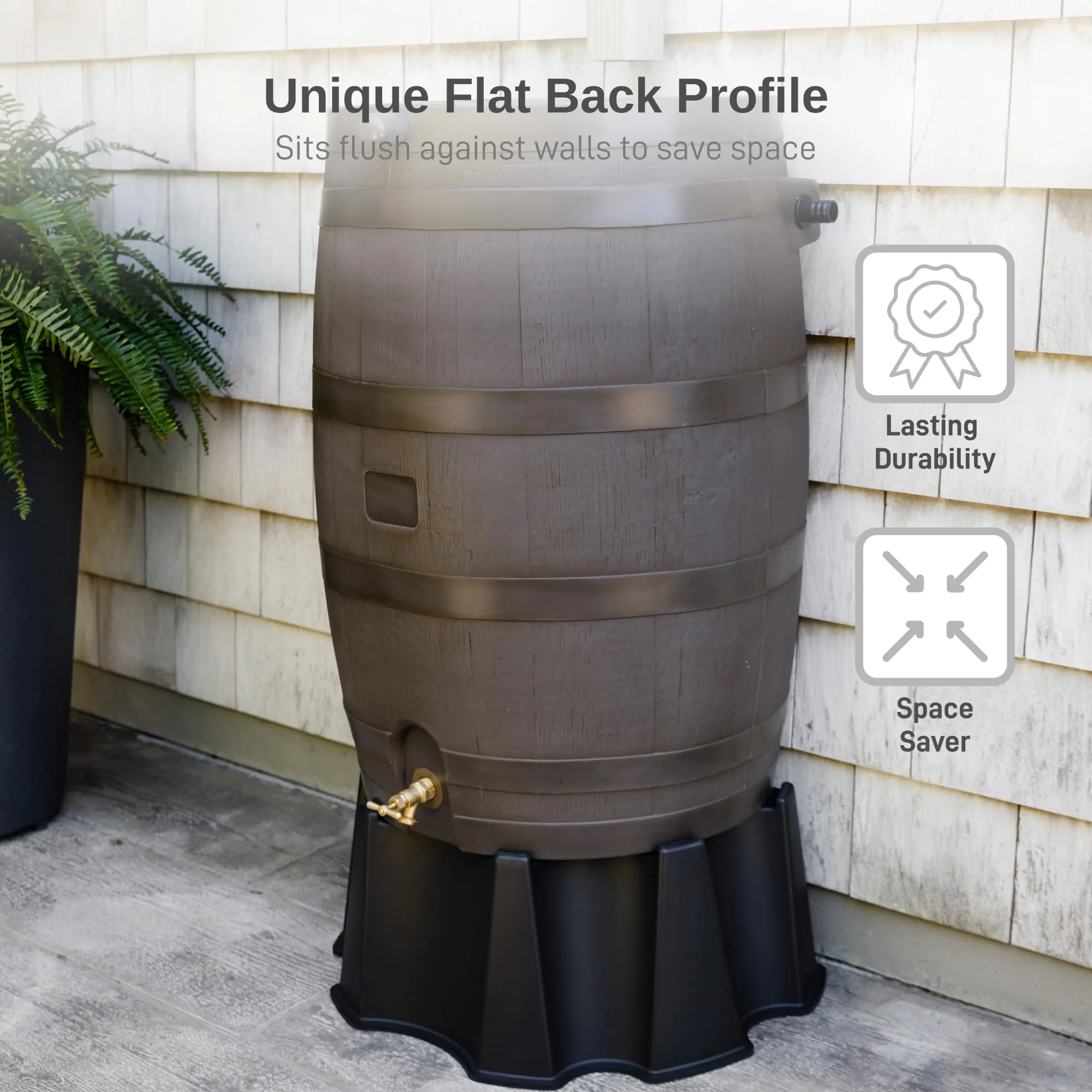 50 Gallon Rain Barrel with Brass Spigot, Walnut Rainwater Collection Barrel for Garden and Outdoor Use - Image 6