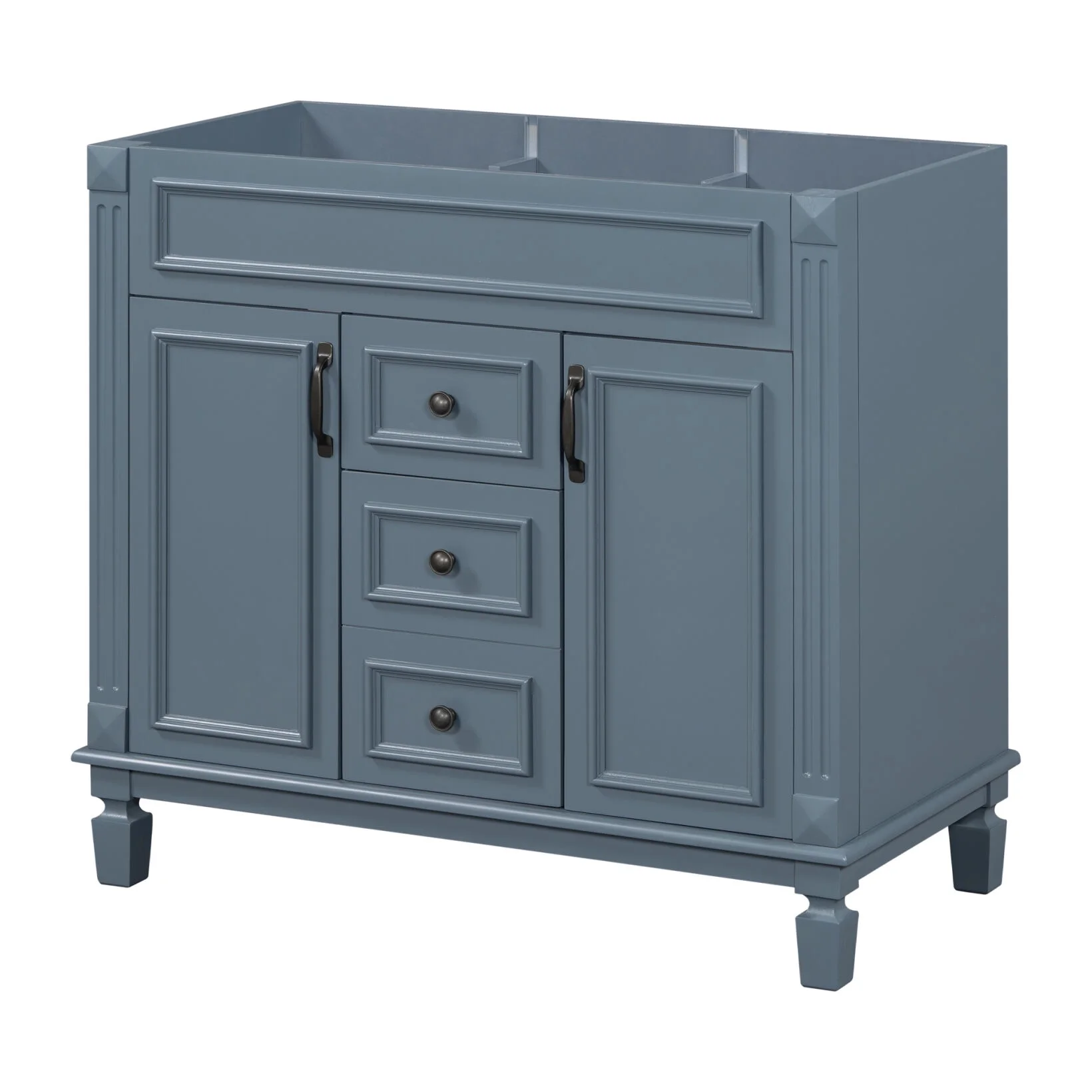 Modern Bathroom Furniture Set, 36" Bathroom Vanity with Top Sink, 35" Wall Mounted Bathroom Storage Cabinet, Mirror Cabinet with 6 Shelves, Storage Cabinet with 2 Doors and 2 Drawers, Grey - Image 13