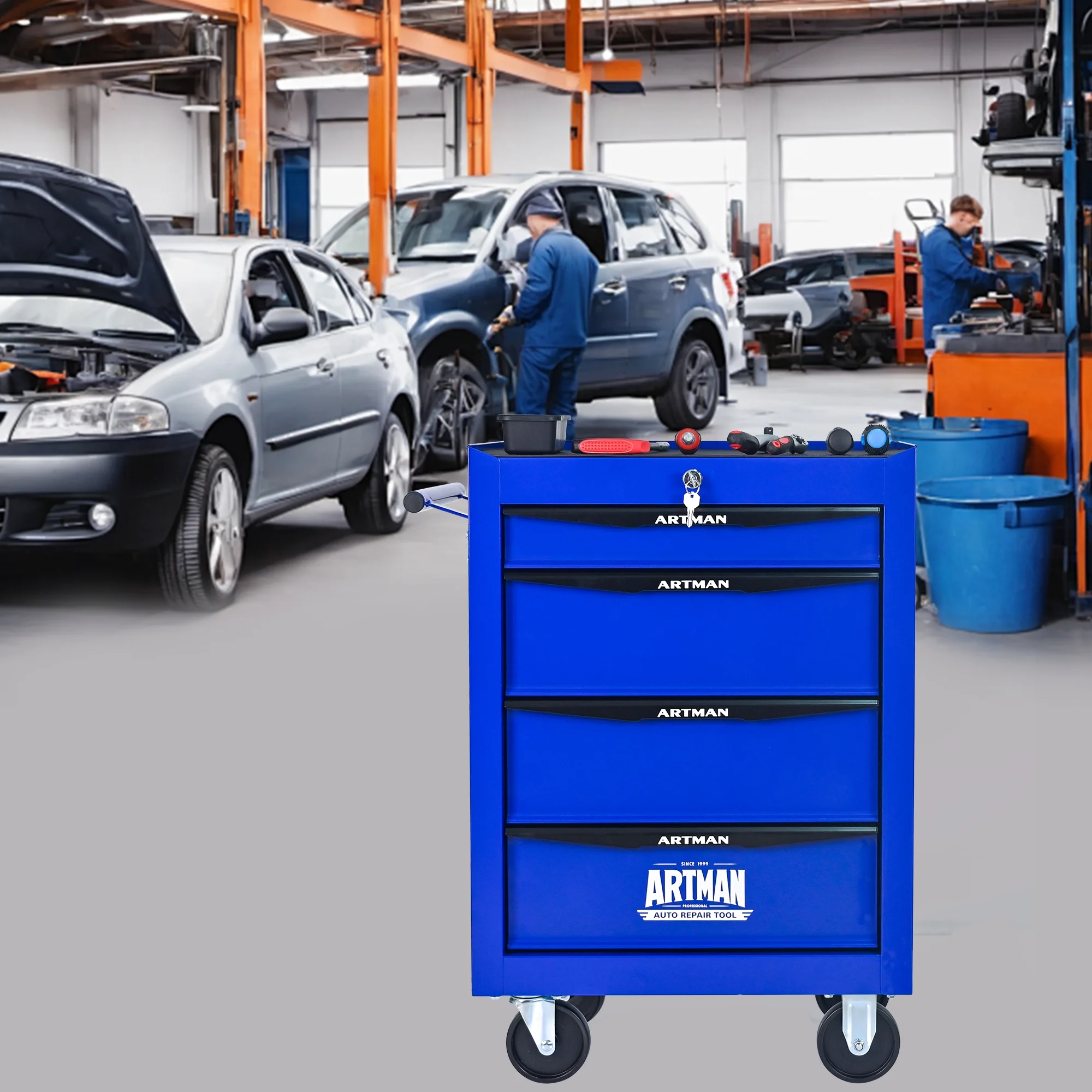 ARTMAN 20" 6-Drawer Tool Chest Cabinet with Ball Bearing Drawer Slides, Steel Tool Storage Box Organizer for Garage Workshop Repair Shop - Image 31