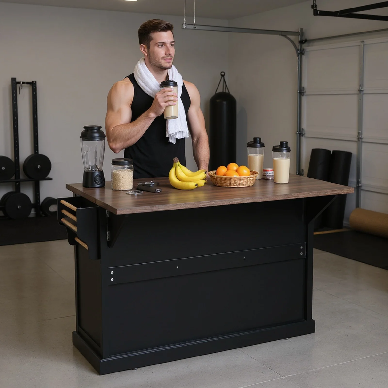Homy Casa Rolling Garage Storage Cabinet with Drop Leaf, Charging Station for Office Gym, School - Image 11