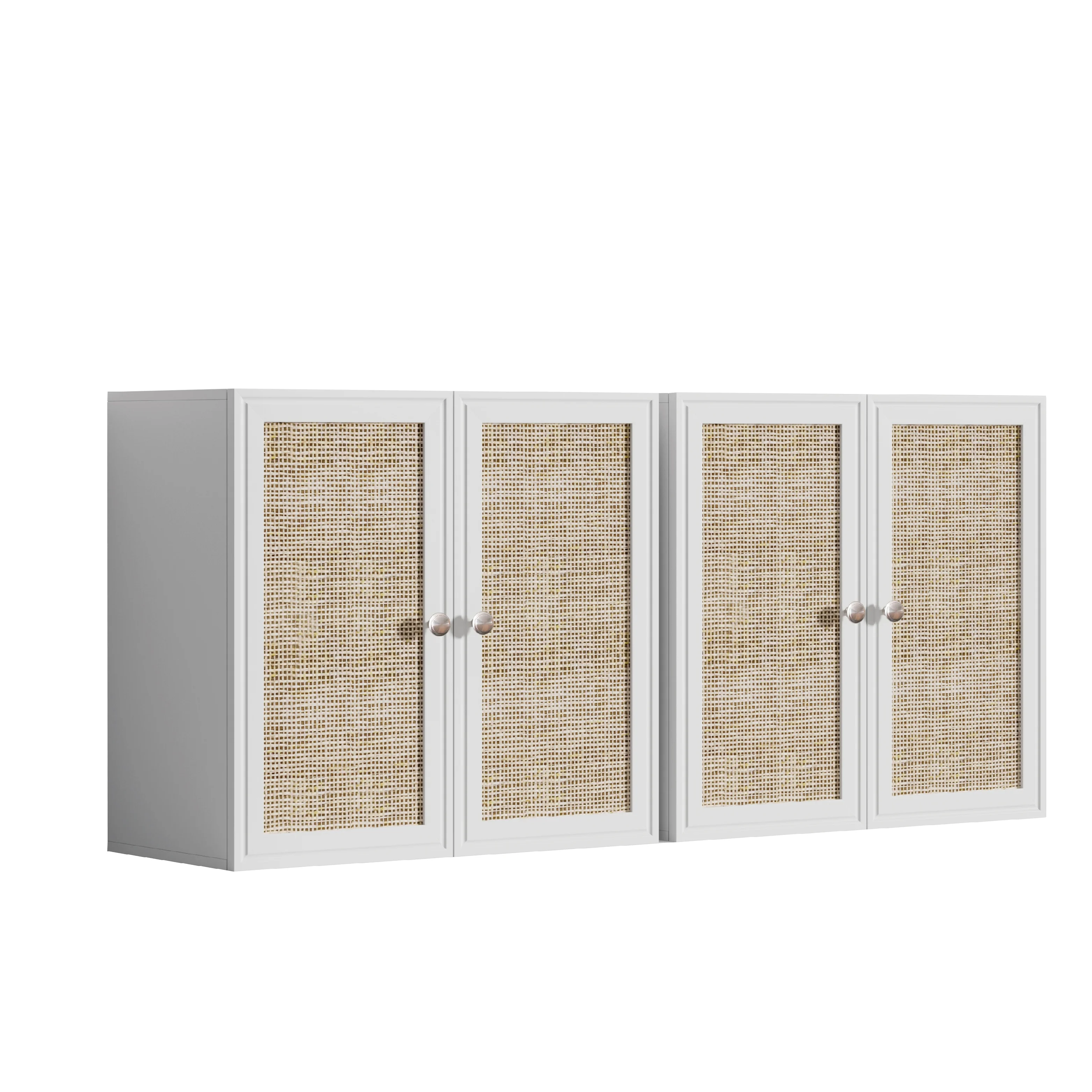 POLIHOME Wall Cabinet Storage-Rattan Laundry Cabinet,Wall Mounted Cabinet with Adjustable Shelves, 24INCH X 2PCS-White - Image 6