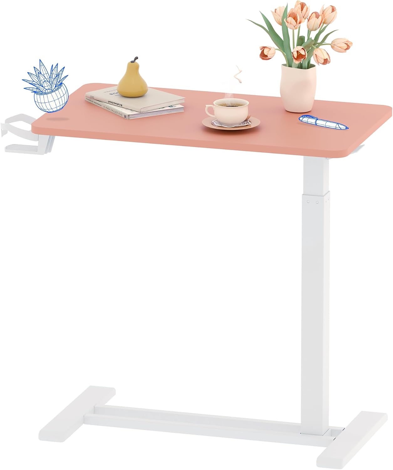 H7 32" Pneumatic Height-Adjustable Overbed Table with Wheels - Image 13