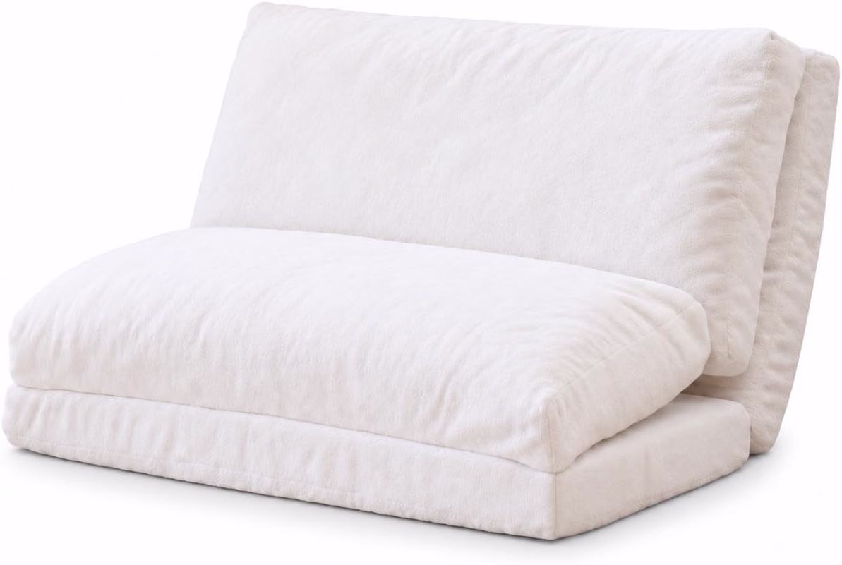 Folding Mattress Sofa Bean Bag Bed, Foam Filling Folding Mattress Sofa, Includes Removable and Machine Washable Cover, Soft Premium Faux Fur, Medium, Blue - Image 5