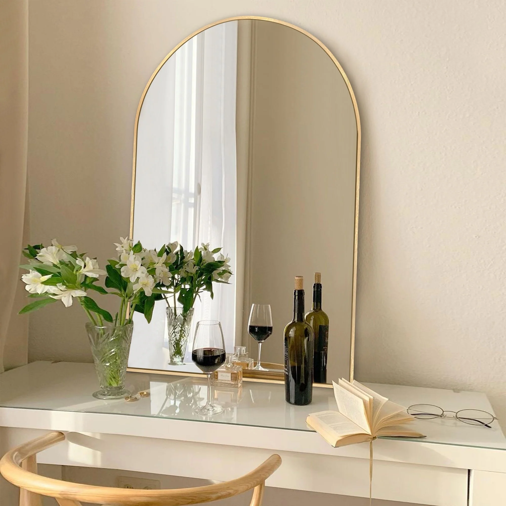 Modern Arch Aluminum Bathroom Wall Mirror, Wall Mounted Vanity Mirror for Bathroom, Bedroom and Home Decor - Image 25