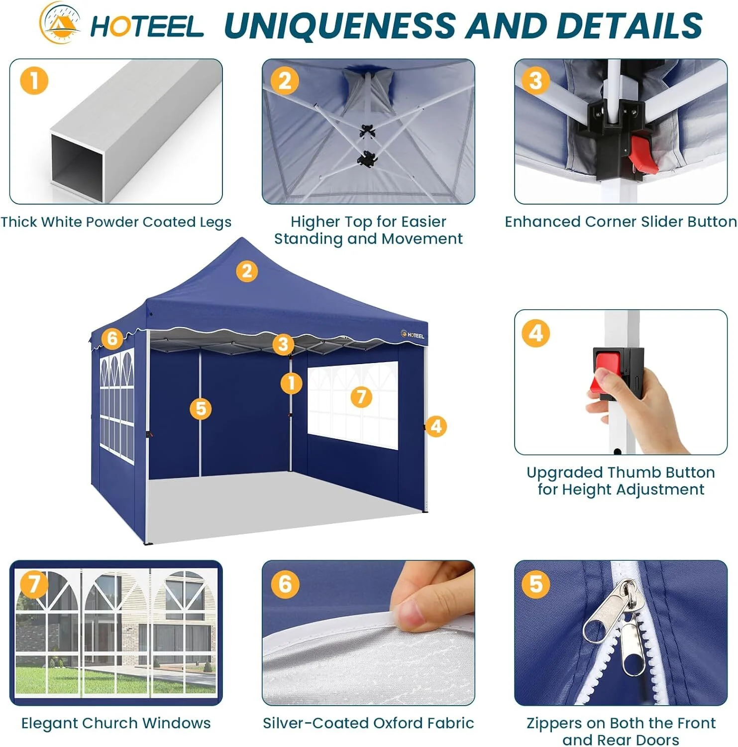 SANOPY 10' x 20' Pop up Canopy Party Tent with 6 Removable Sidewalls, Wave Eave Outdoor Waterproof Patio Gazebo Tent with Carry Bag, Backyards Camping Picnics, Black - Image 51