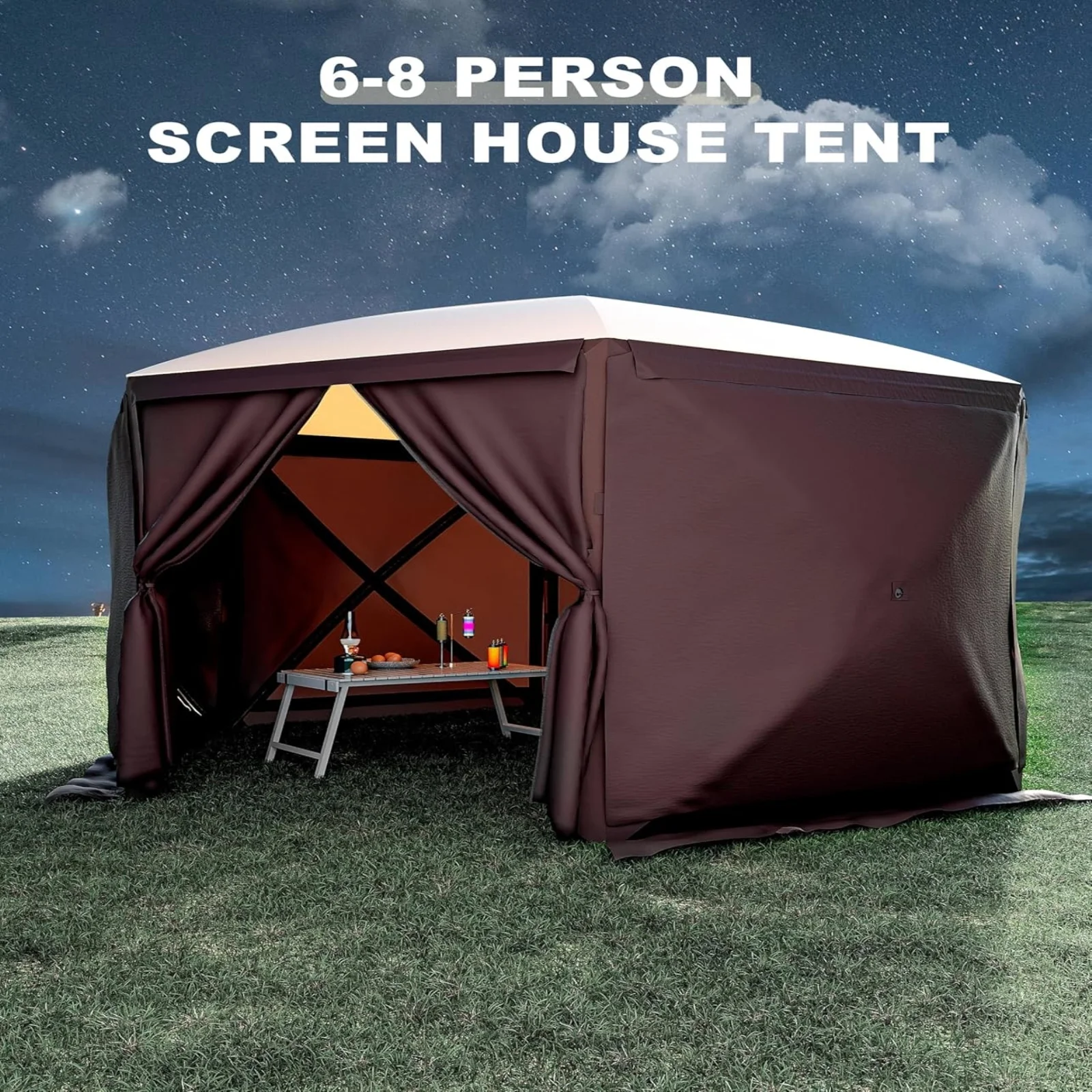 AOILE 12 x 12 Ft Pop-Up Screen Tent Gazebo, Instant Shade Canopy with 6 Removable Panels for Patio & Camping - Image 3