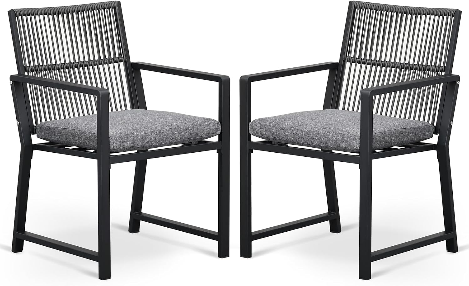 Outdoor HDPE Patio Dining Chairs ,400Lbs,Black,Set of 2 - Image 11