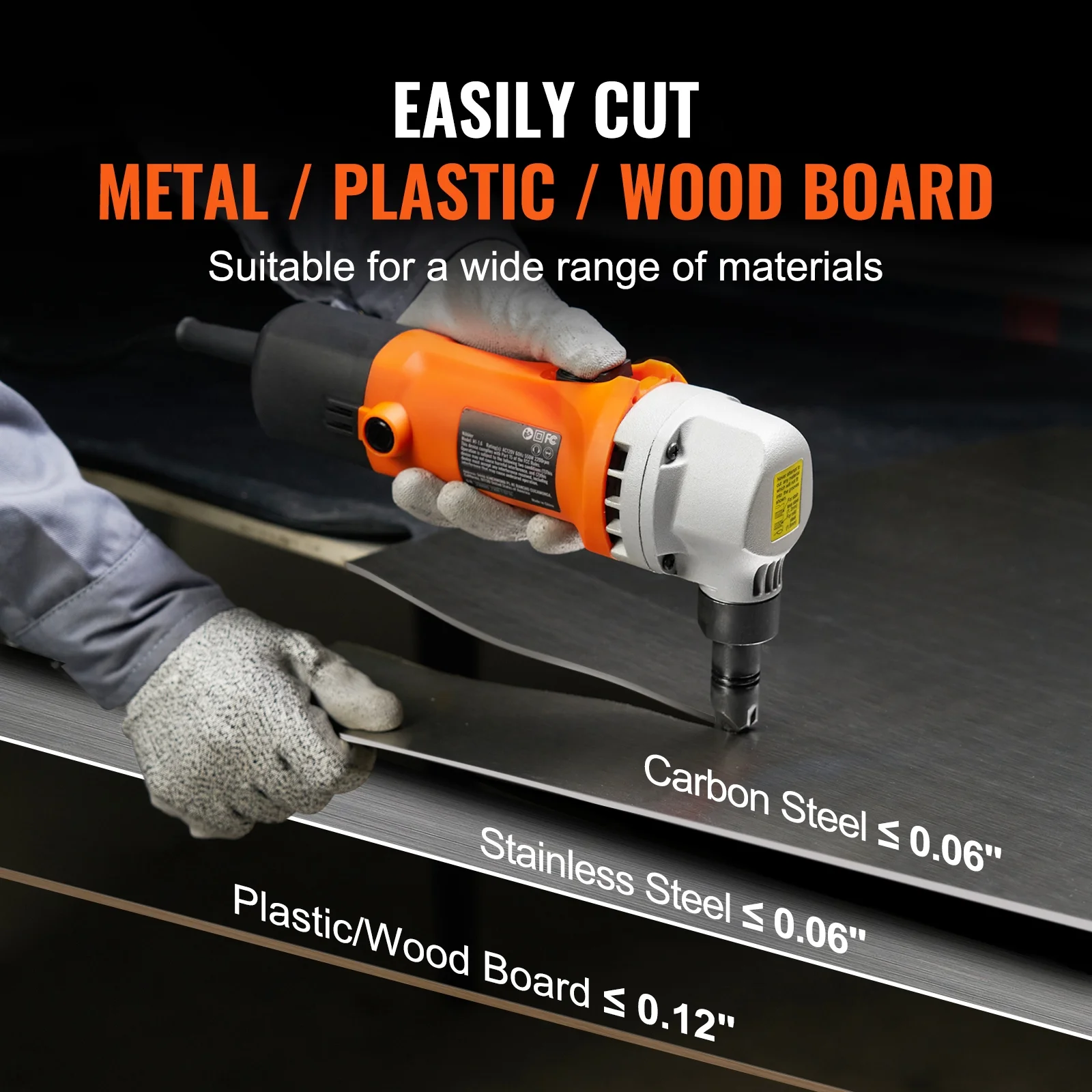 KFFKFF Sheet Metal Nibbler, 550W Powerful 2200 RPM High Speed, 360 Degree Rotation Electric Nibbler Metal Cutter, Straight Curve and Circle Cutting for Stainless Steel, Aluminum, Plastic - Image 7