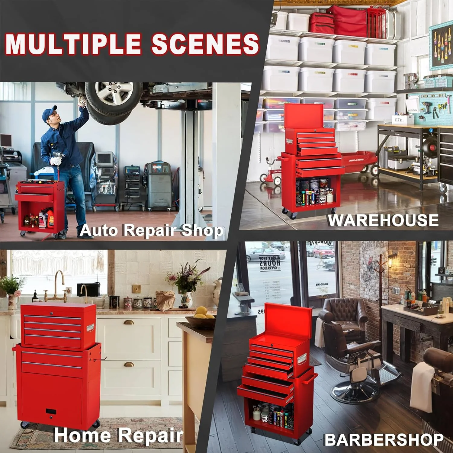 Artbros 8-Drawer Rolling Tool Chest, Large Tool Cabinet with Wheels, Detachable Toolbox Storage for Garage, Repair Shop, Workshop, Black - Image 15