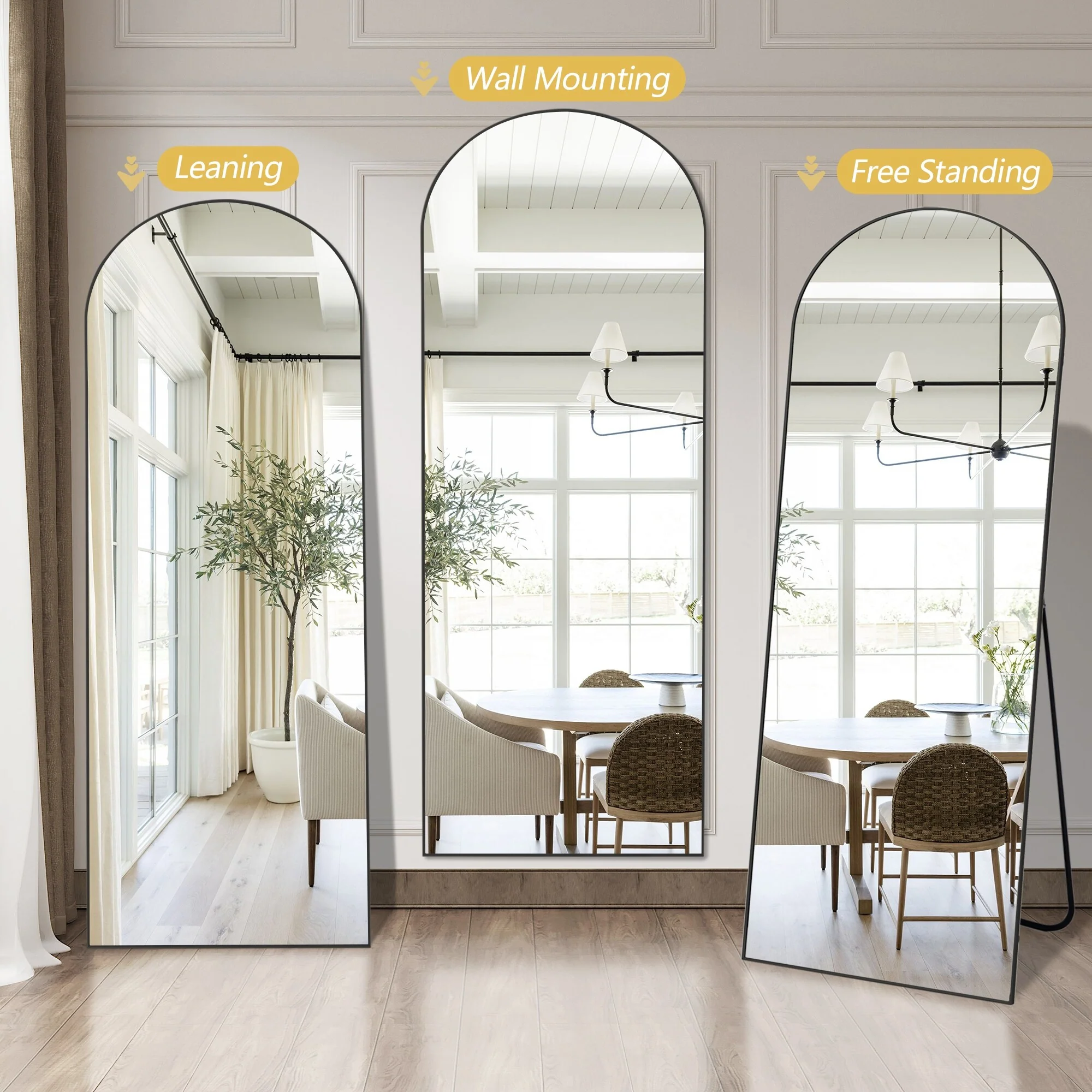 64x21 Full Length Floor Mirror, Large Full Body Aluminum Alloy Frame Standing Mirror with Stand and Wall Mount Option - Image 42