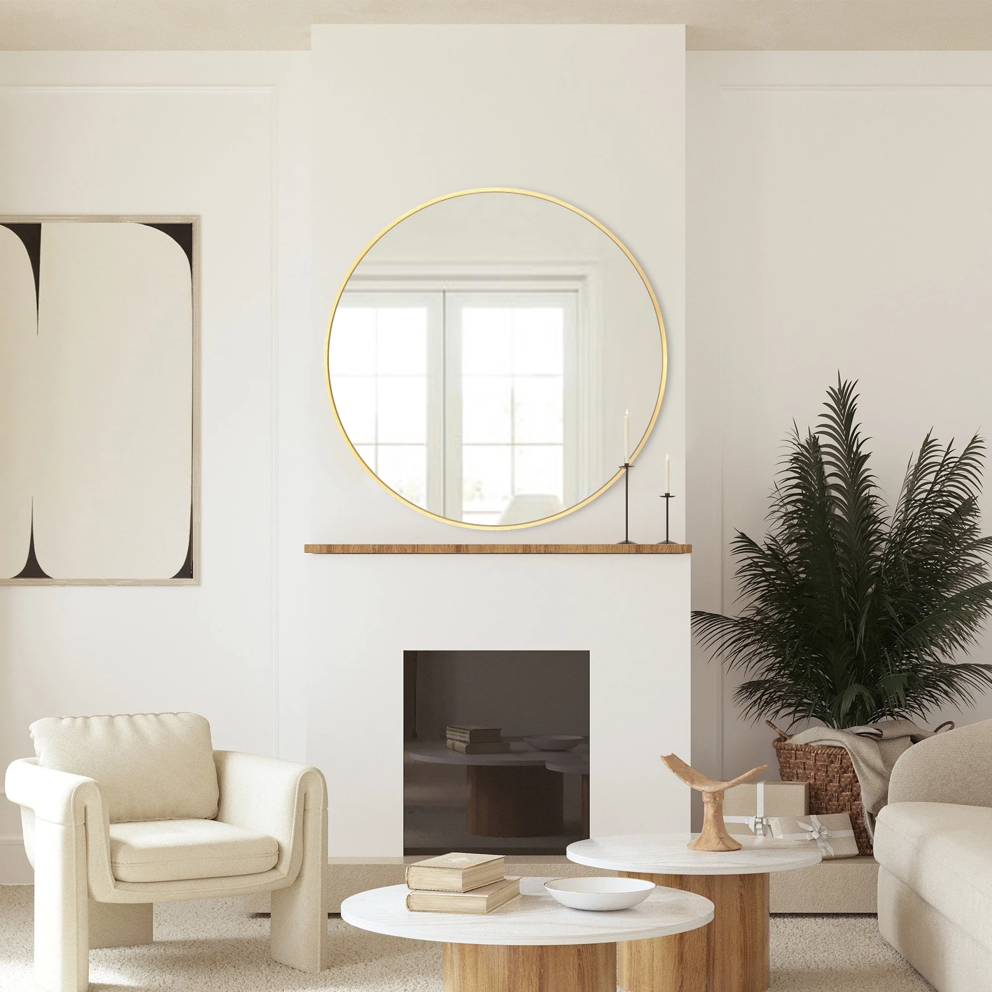 Modern Round Bathroom Vanity Mirror, Wall Mounted Circular Mirror for Bathroom, Bedroom and Home Decor - Image 56