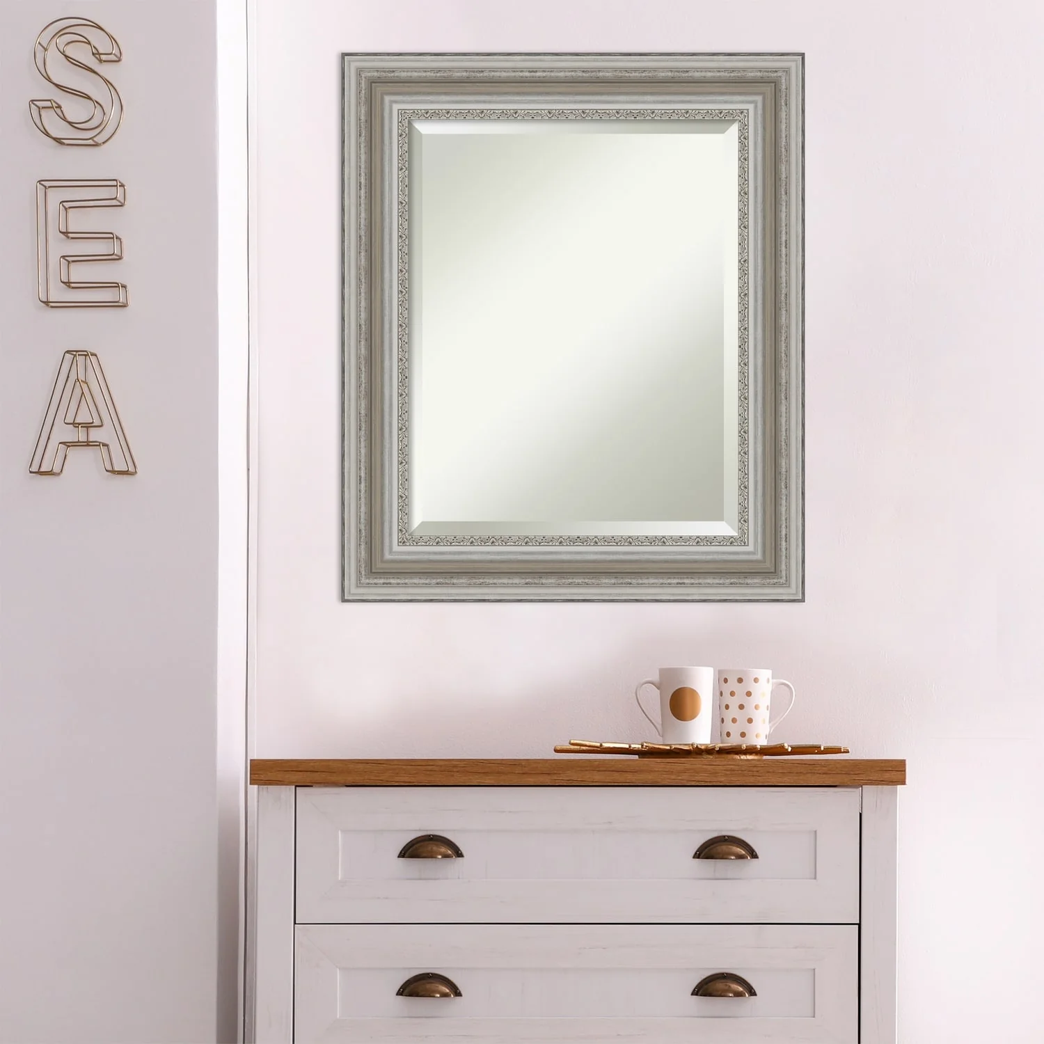 Beveled Bathroom Wall Mirror, Silver Frame Decorative Vanity Mirror for Bathroom, Bedroom and Entryway - Image 24
