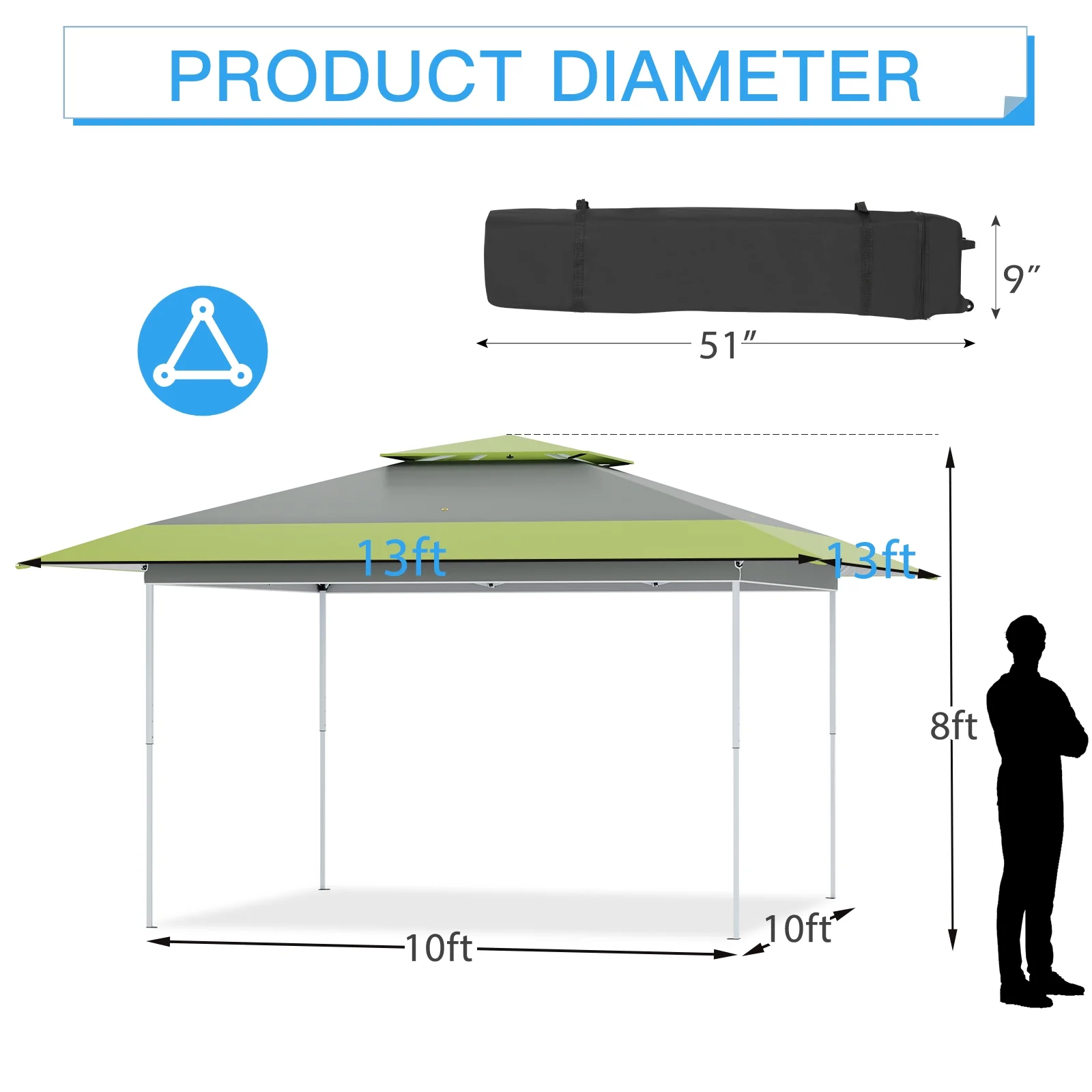 AVAWING 12x12 ft Outdoor Pop-up Canopy Party Tent Easy Setup Patio Wedding Tent, Khaki - Image 72