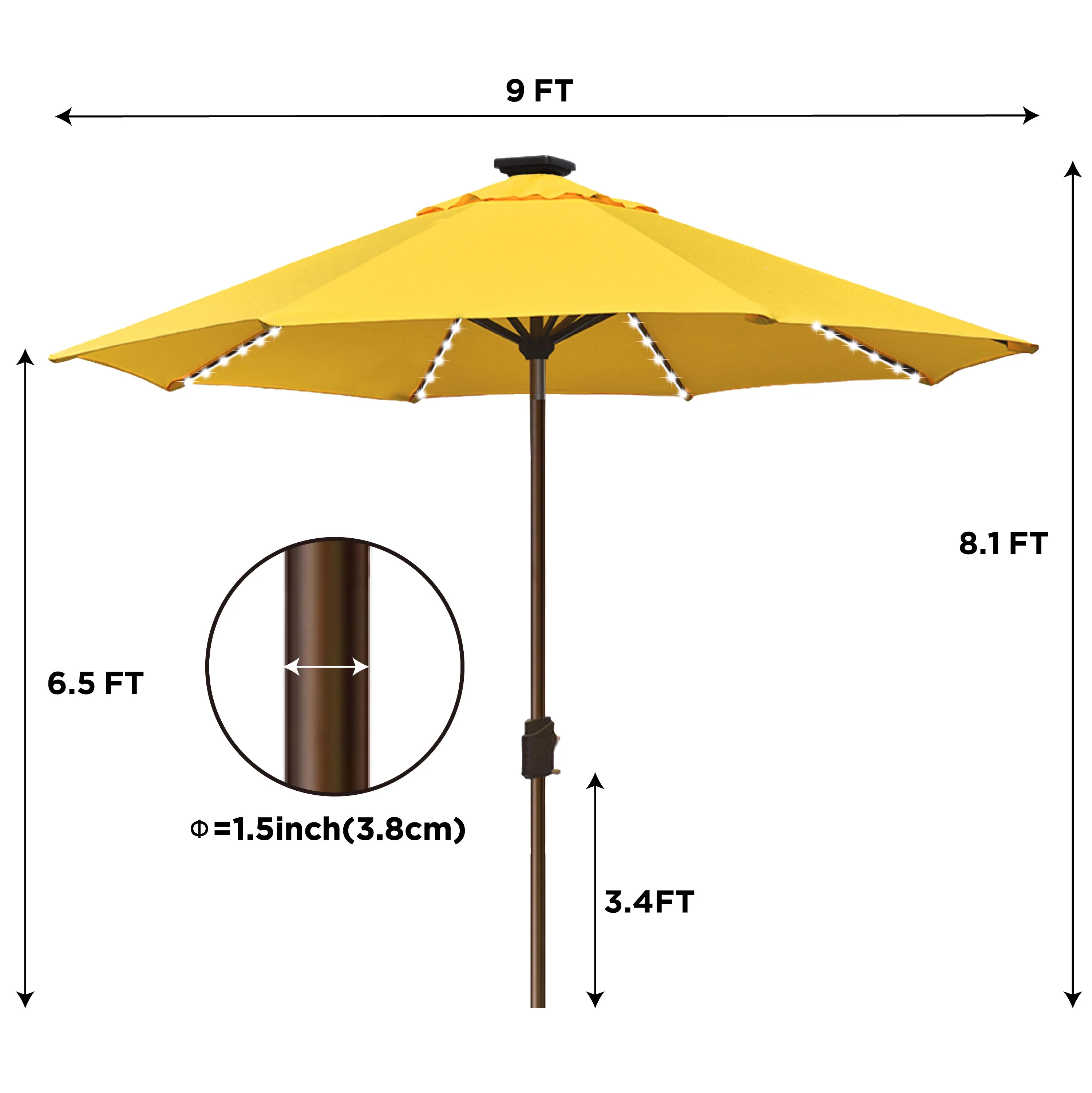 EliteShade Sunbrella Solar Umbrellas 9ft Market Umbrella with 80 LED Lights Patio Umbrellas Outdoor Table Umbrella with Ventilation and 5 Years Non-Fading Top,Ruby - Image 37