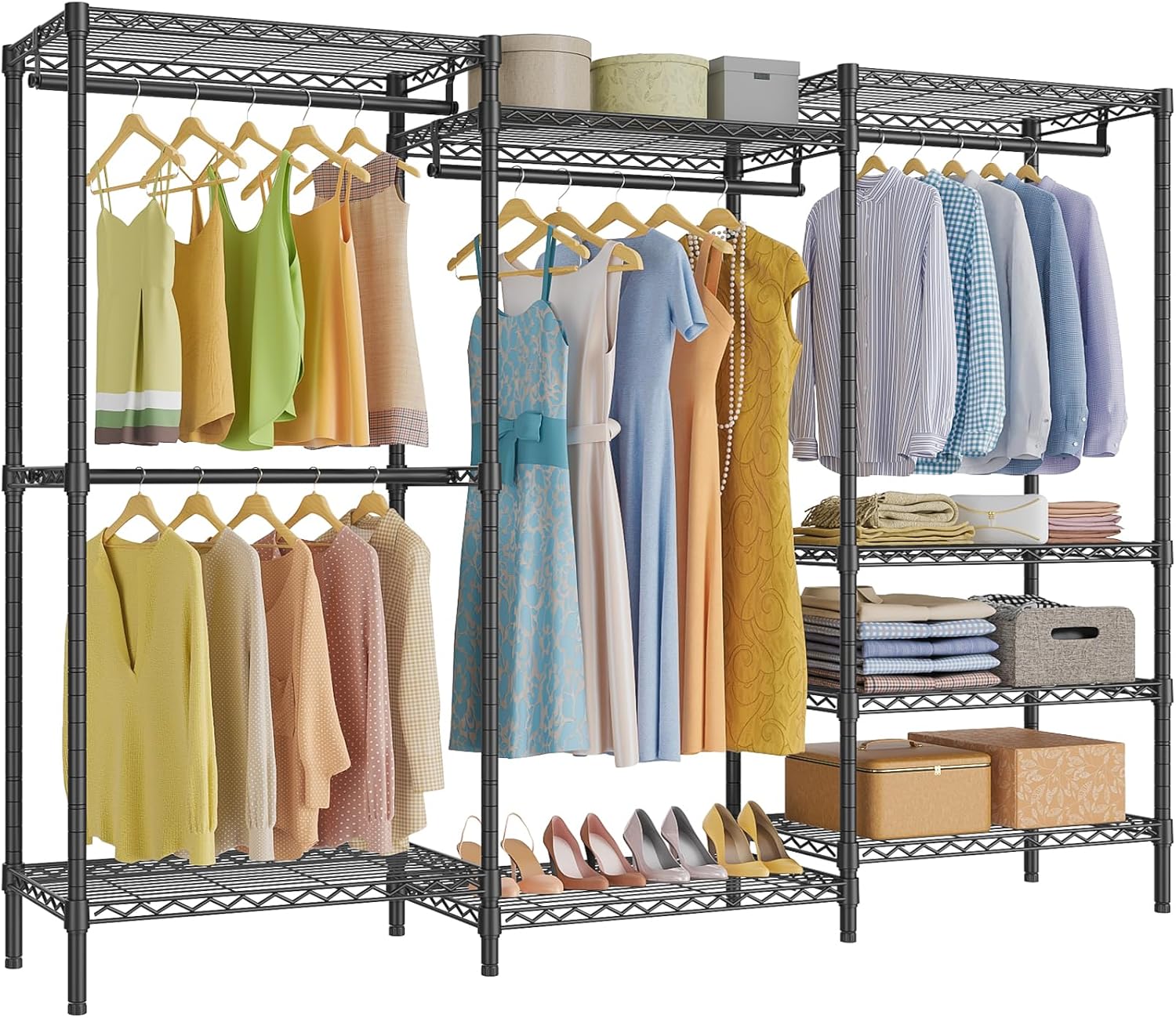 V5 Heavy Duty Clothes Rack, Freestanding Modular Closet System, Black - Image 3