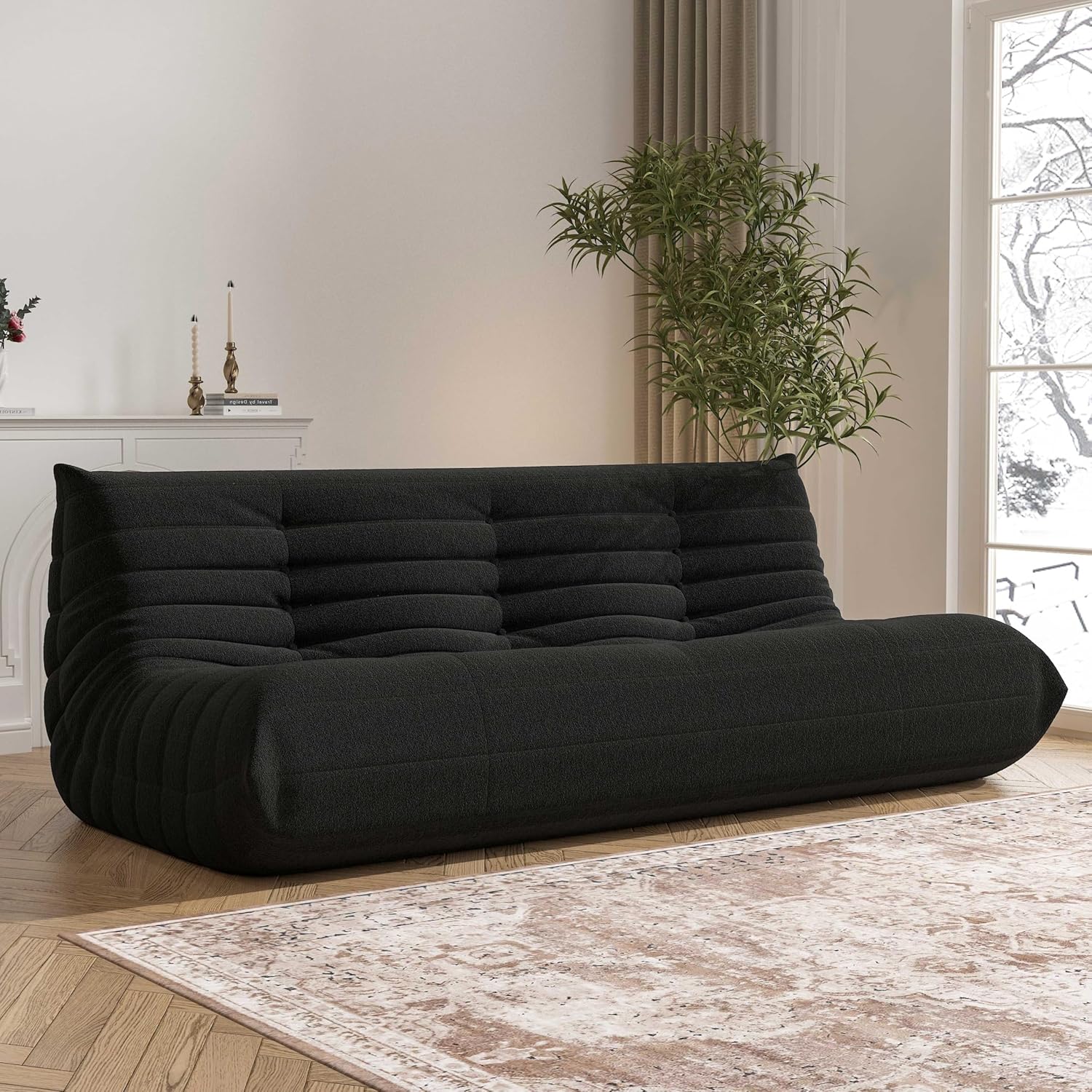 Bean Bag Chair for Adults, L-Shaped Memory Foam Togo Lounger, Green - Image 4